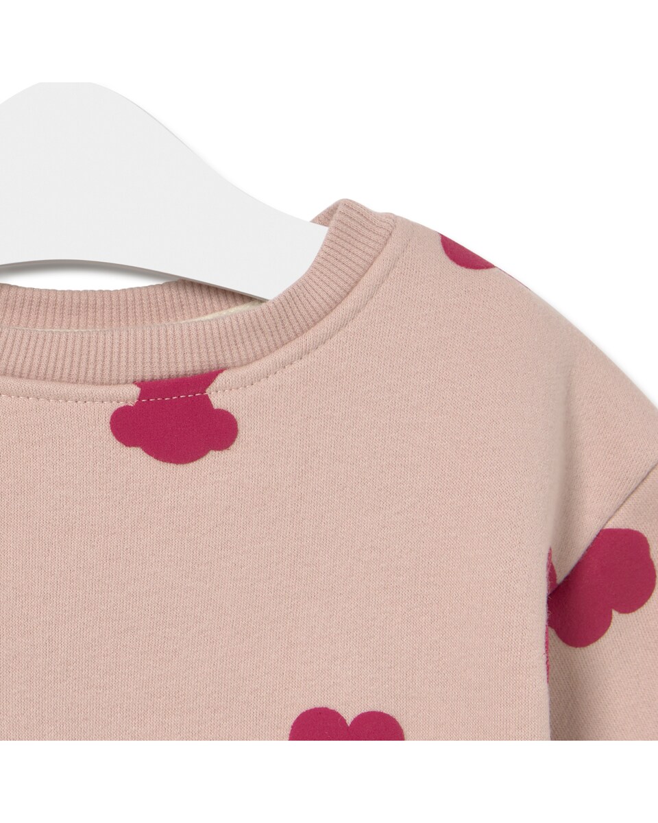 Sweatshirt para Bebé de Algodão com Ursos em Relevo Rosa-3