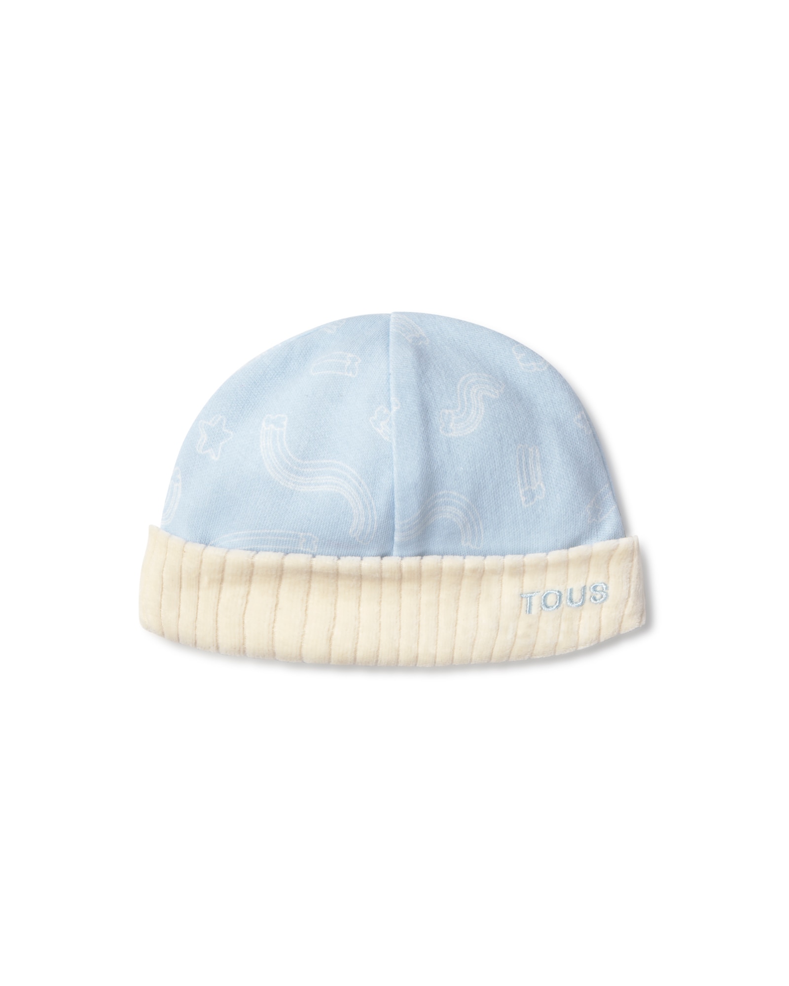 Conjunto para Bebé de Algodão Estampado e Tundosado Canelado Azul-claro-3