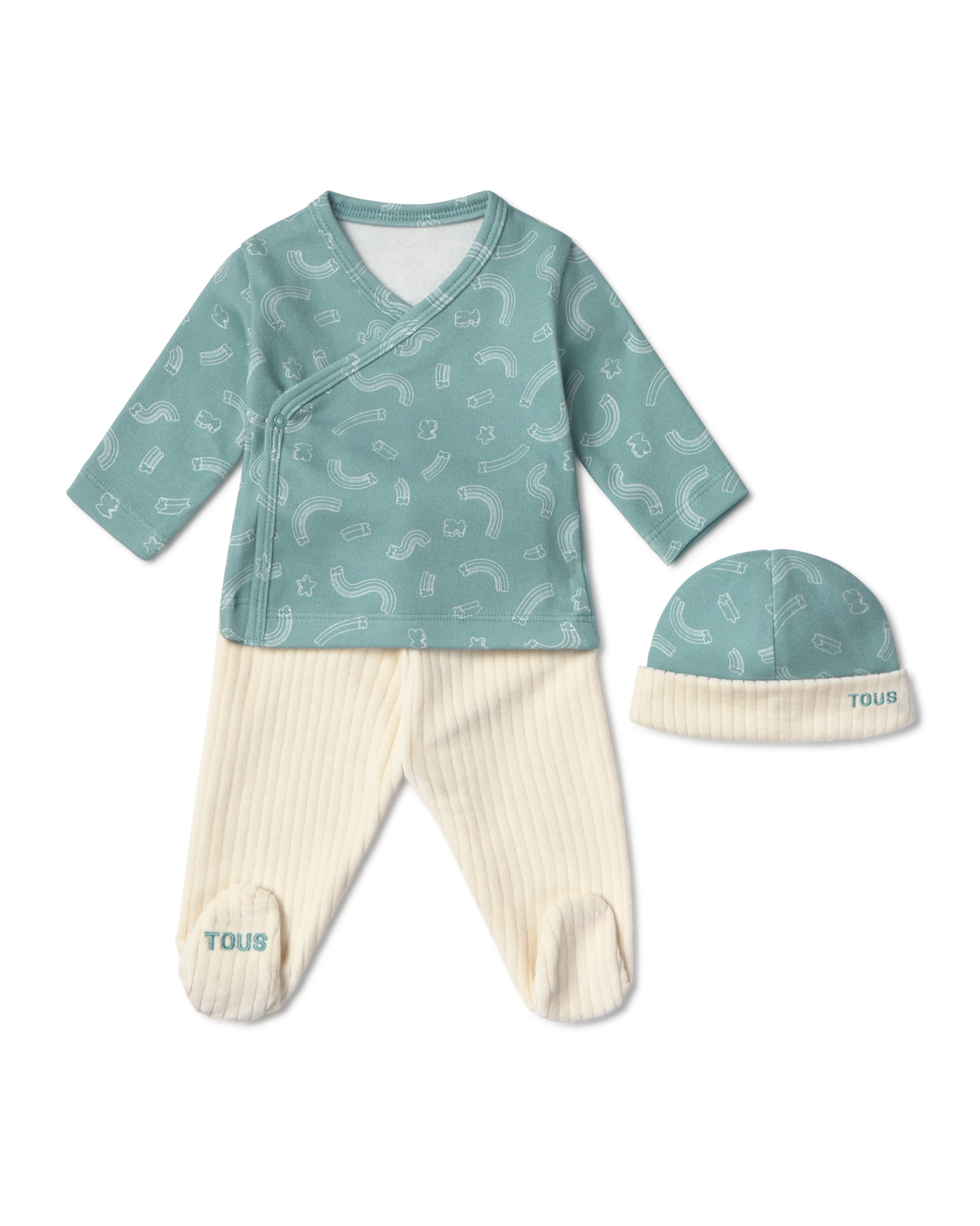 Imagem 0 de Conjunto para Bebé de Algodão Estampado e Tundosado Canelado