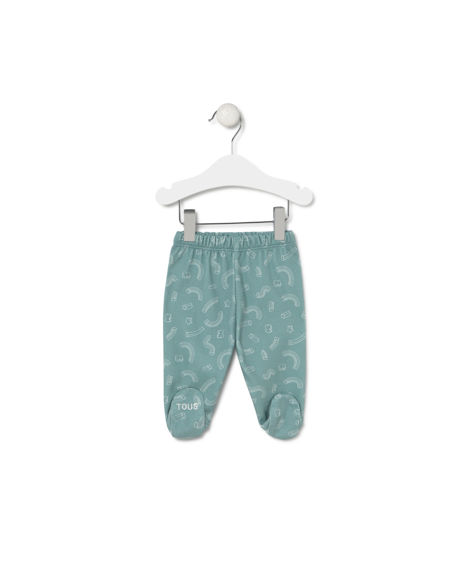 Conjunto para Bebé em Algodão Estampado com Ursos e Estrelas Arco-íris Verde-azulado-3