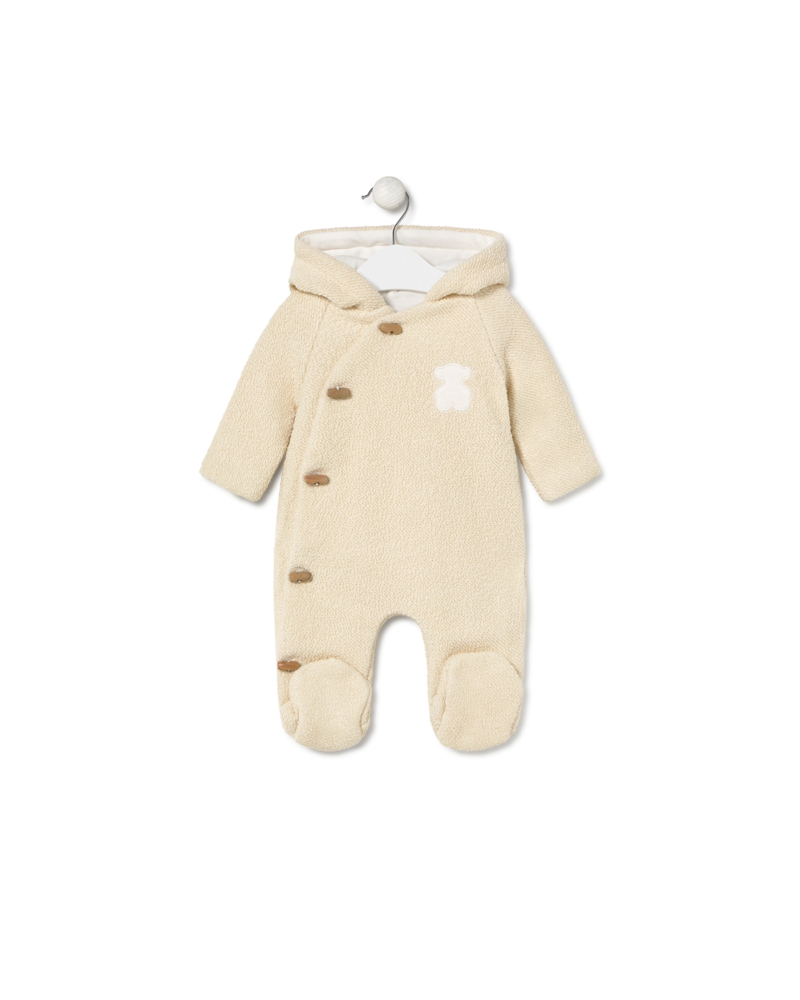 Imagem 0 de Macacão Cruzado para Bebé com Capuz e Urso Bordado no Peito