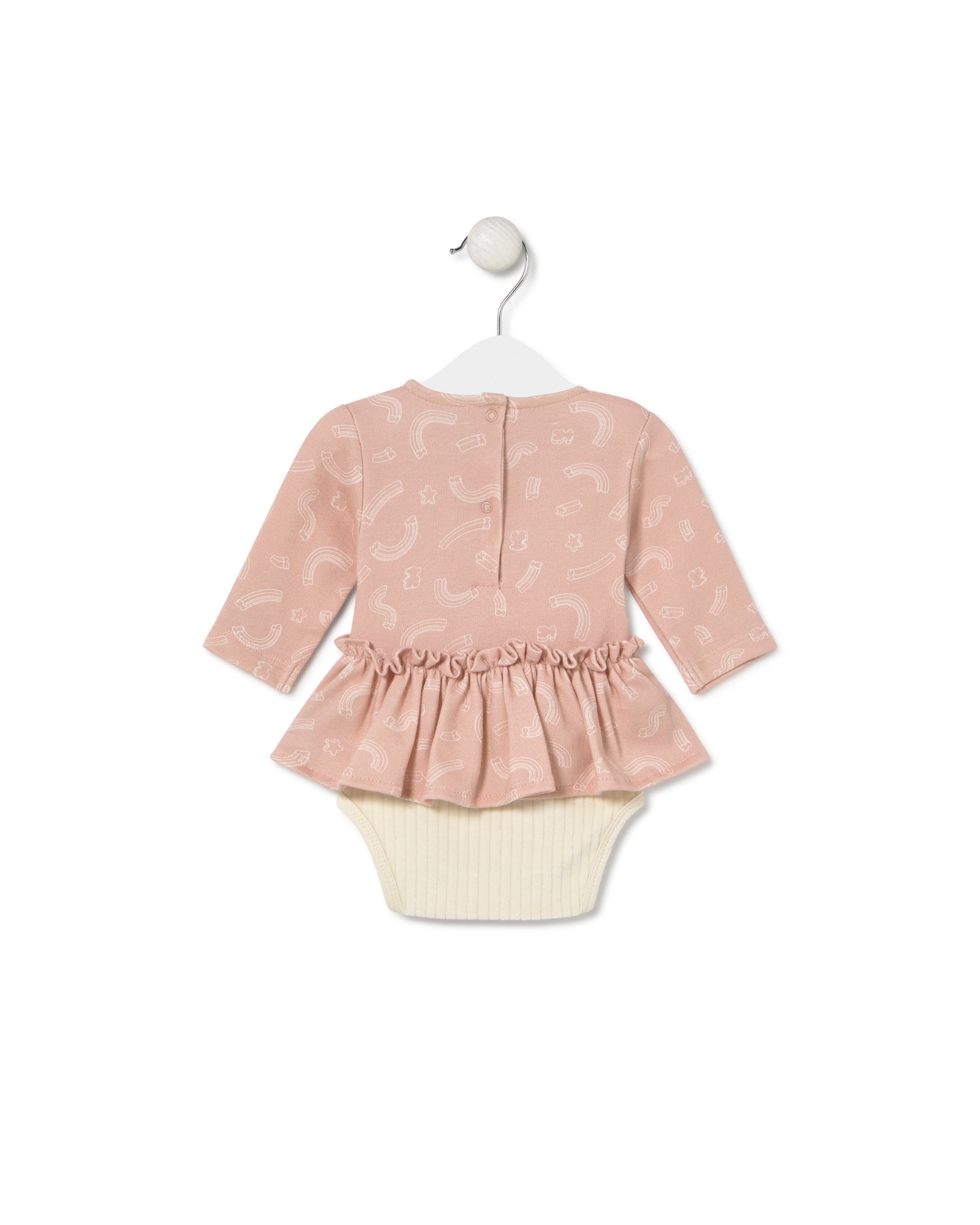 Body para Bebé com Saia de Algodão com Ursos e Estrelas Arco-íris Rosa-2