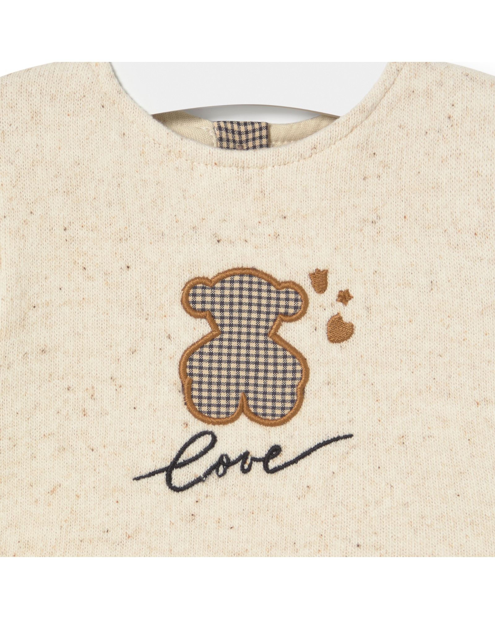 Vestido para Bebé em Malha e Quadrado Vichy Cru-3