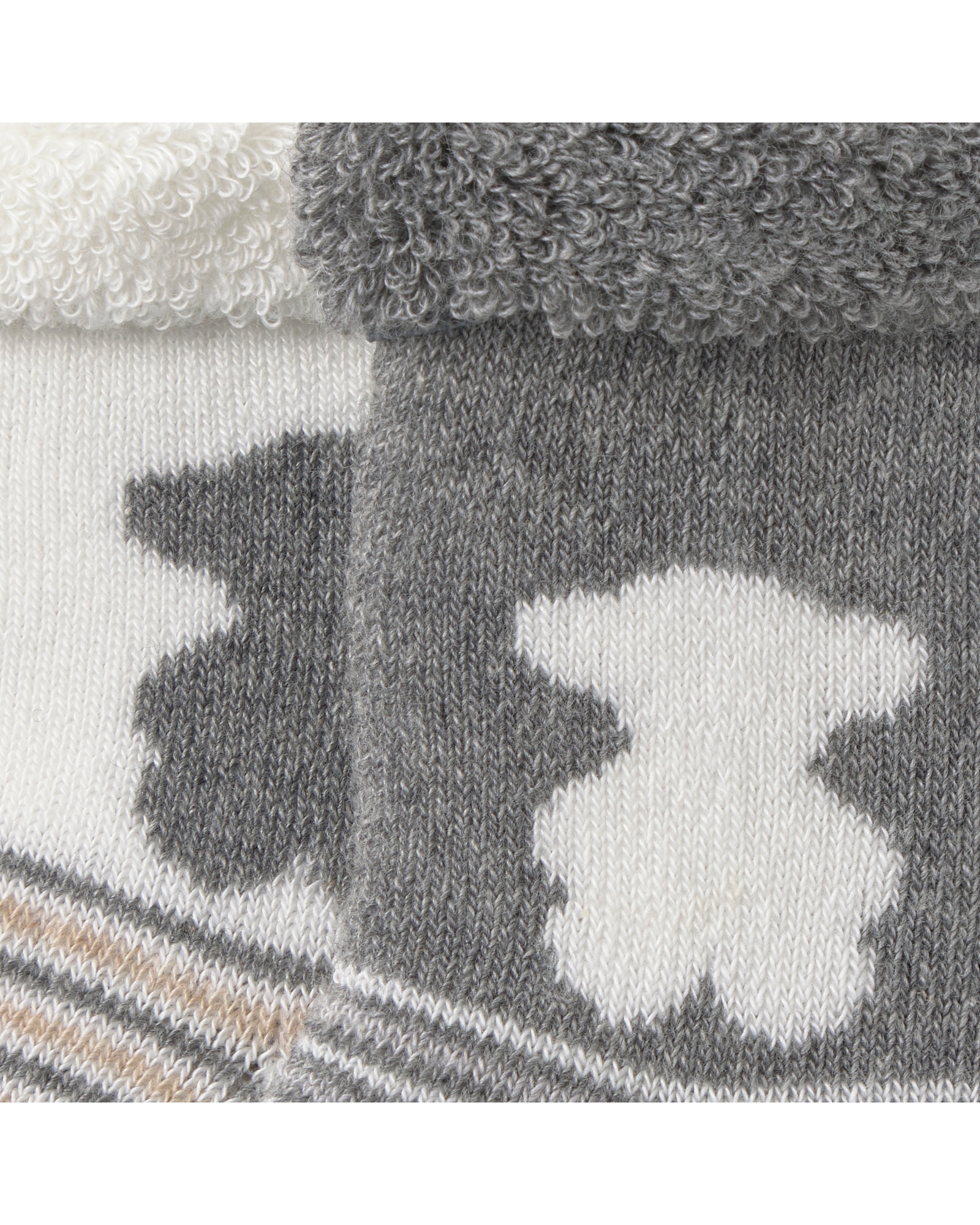 Pack de 2 Meias para Bebé com Ursos e Riscas Cinzento / Branco-3