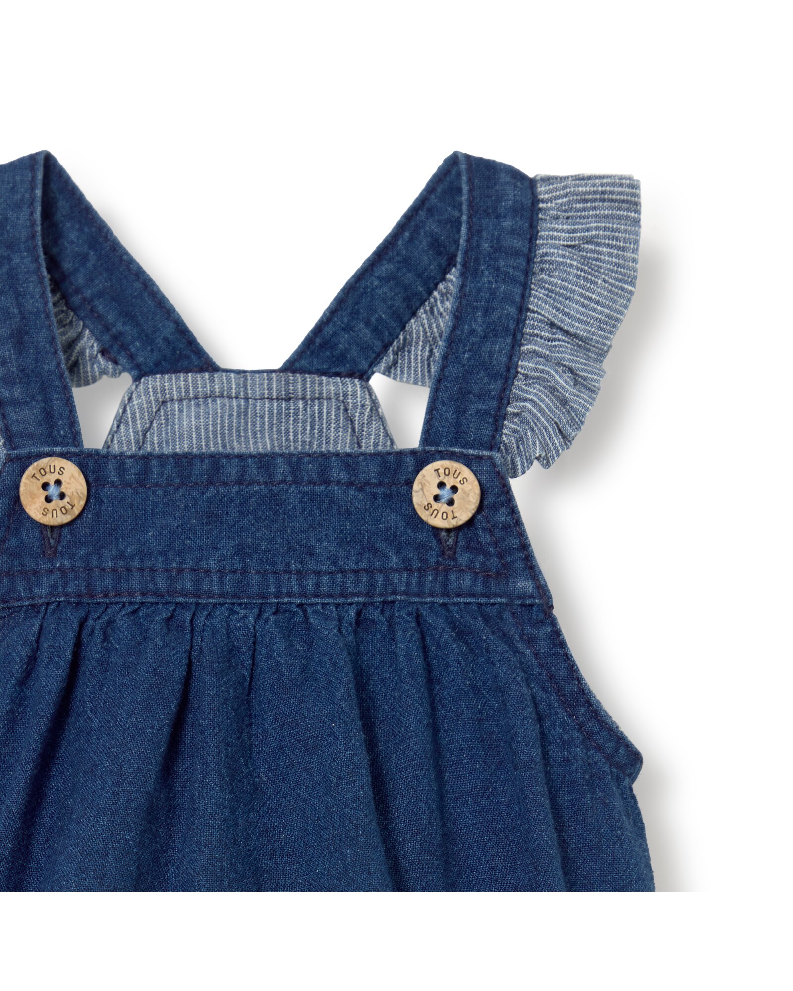 Ranita para Bebé Lisa com Folhos Às Riscas nas Alças Tous Azul-marinho-3