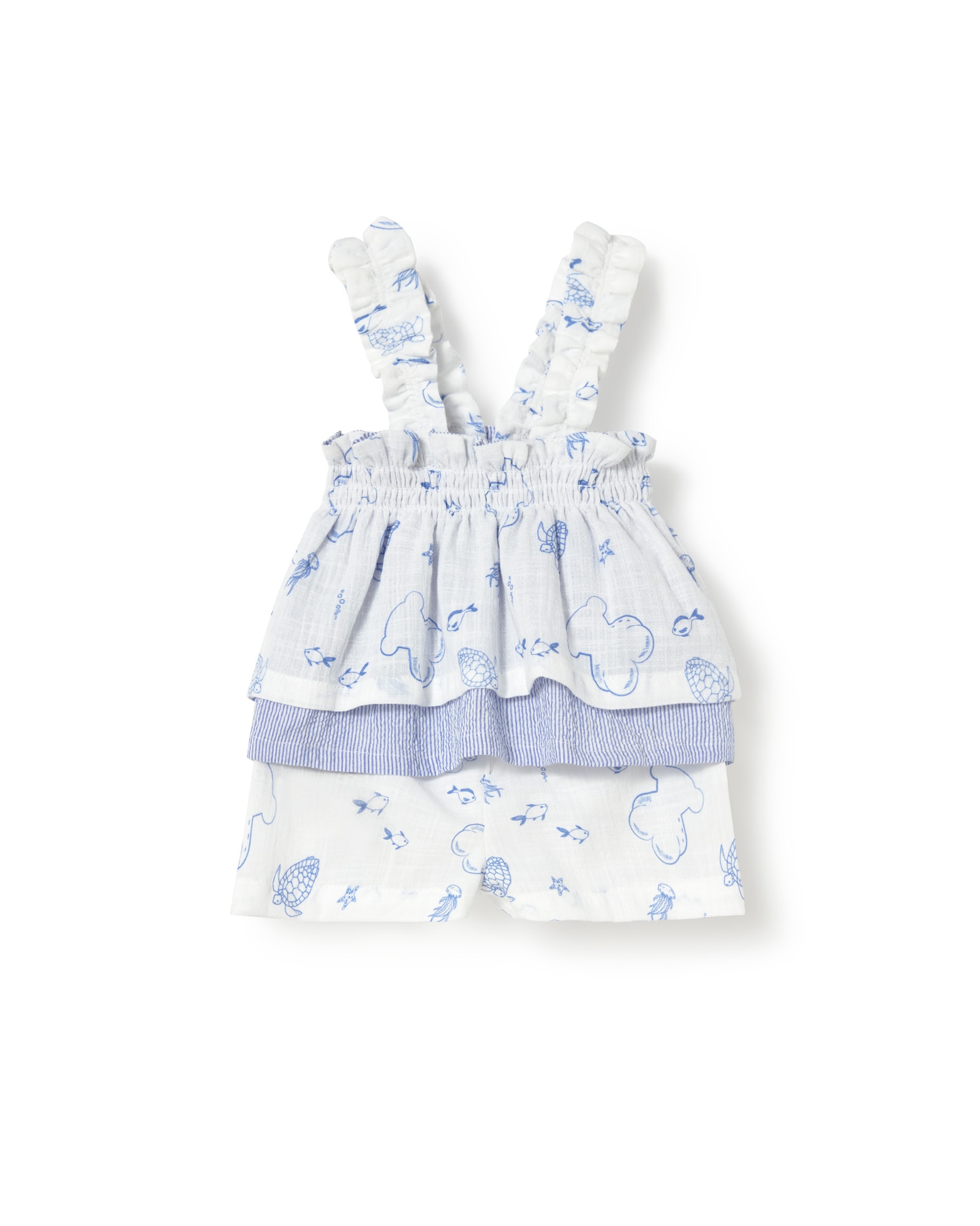 Conjunto para Bebé em Algodão com Estampado Marinho e Ursos Tous Branco / Azul-2