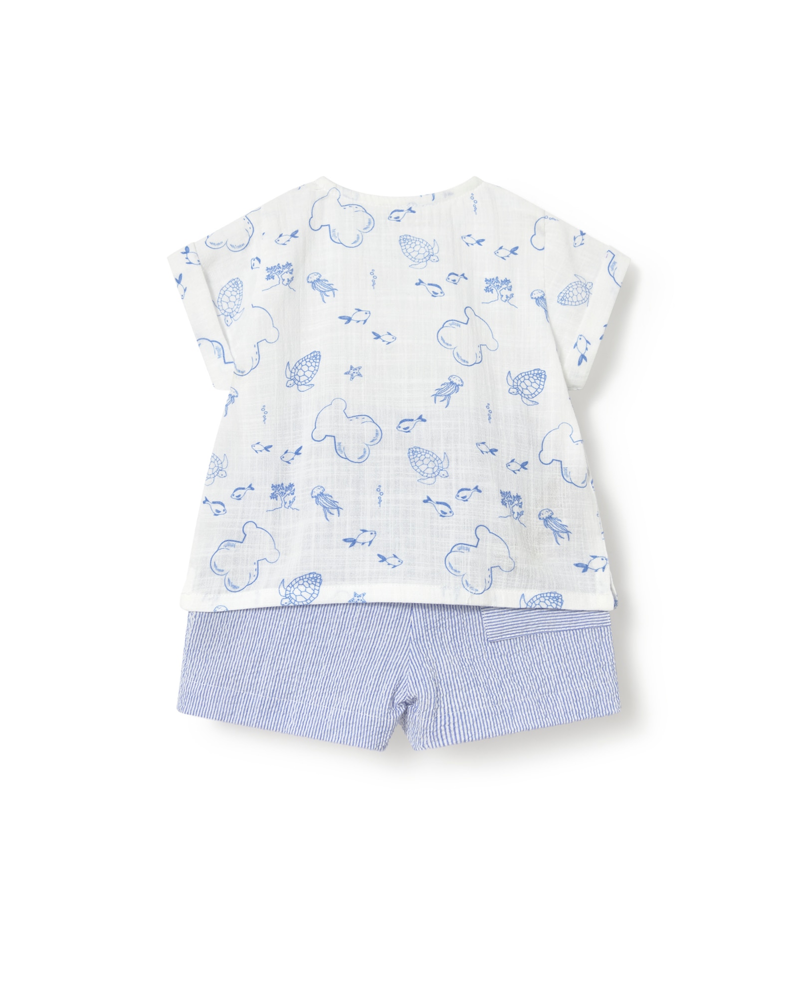 Conjunto Infantil em Algodão com Estampado Marinho e Riscas Tous Azul / Branco-2