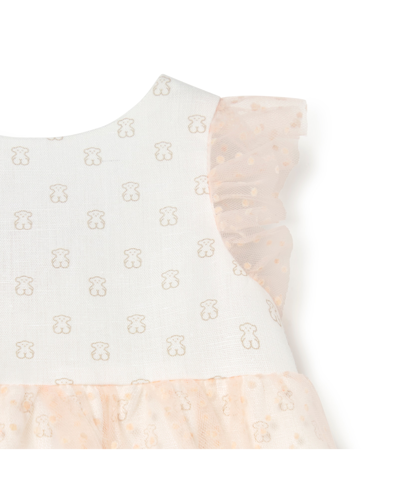 Vestido Infantil com Pequenos Ursos e Tule Tous Natural-4