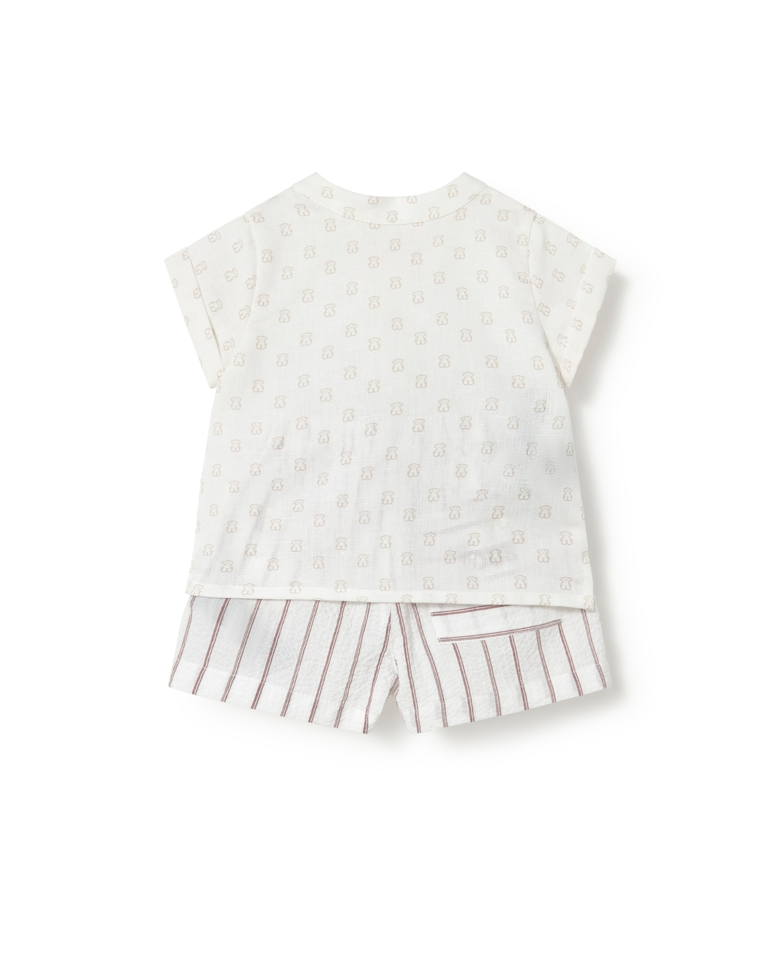 Conjunto Infantil Estampado com Pequenos Ursos e Riscas Tous Natural-2