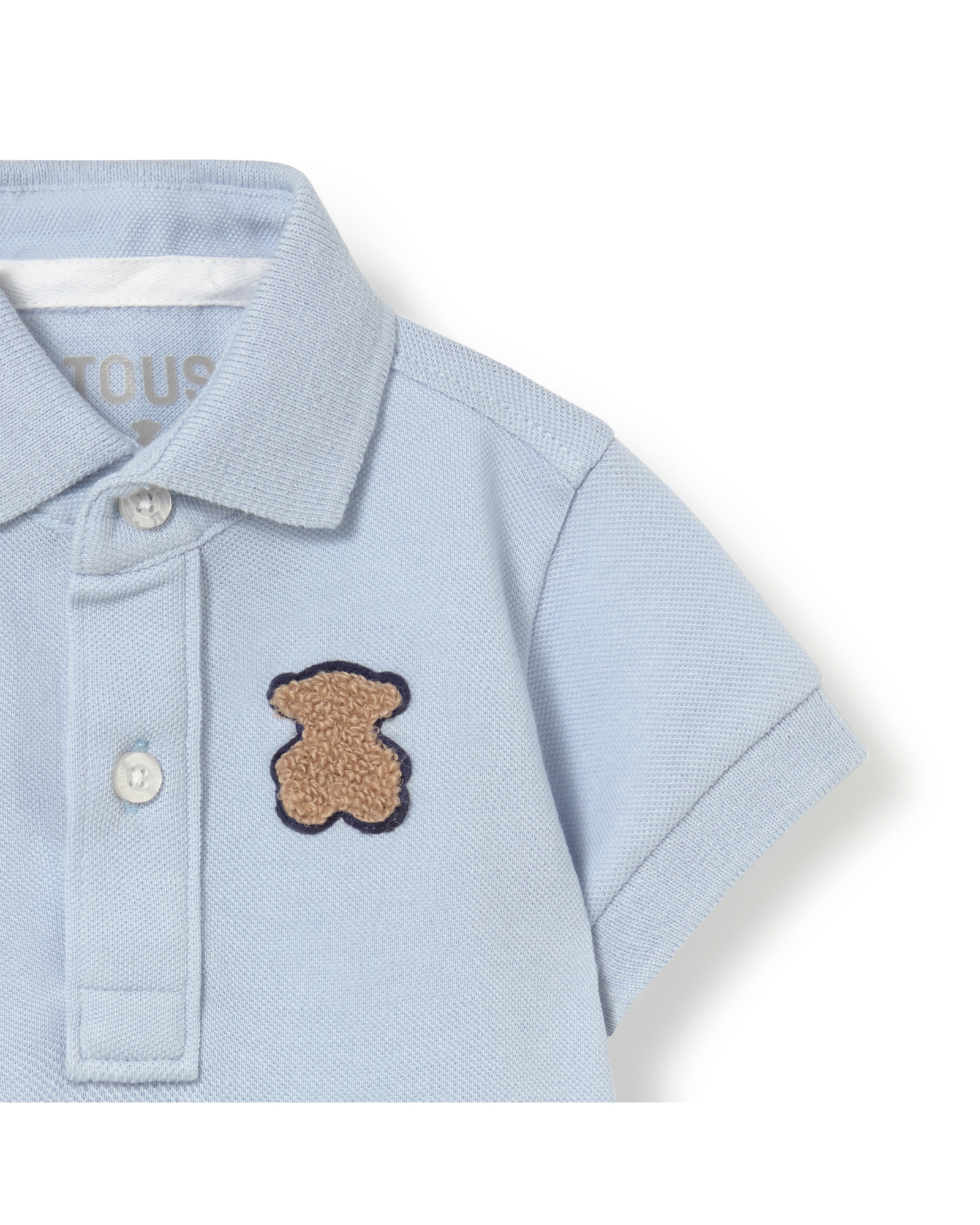 Polo Infantil de Suave Algodão Piqué com Urso Tous Azul-claro-3