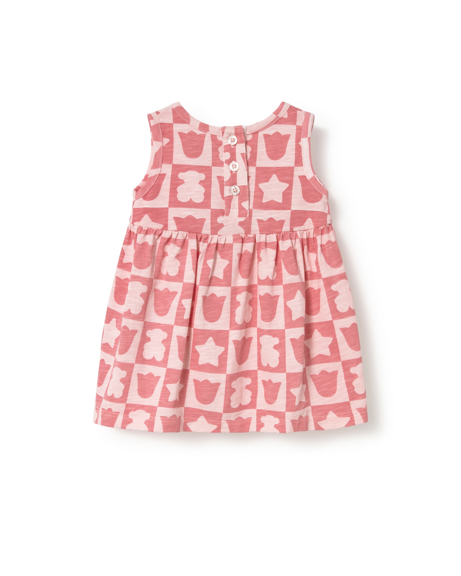 Vestido para Bebé sem Mangas em Algodão Estampado Tous Rosa / Branco-2