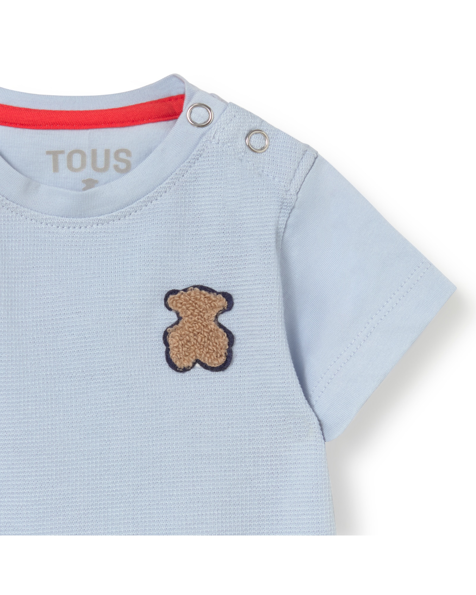 T-shirt Infantil em Suave Algodão Tingido com Urso Azul-claro-3