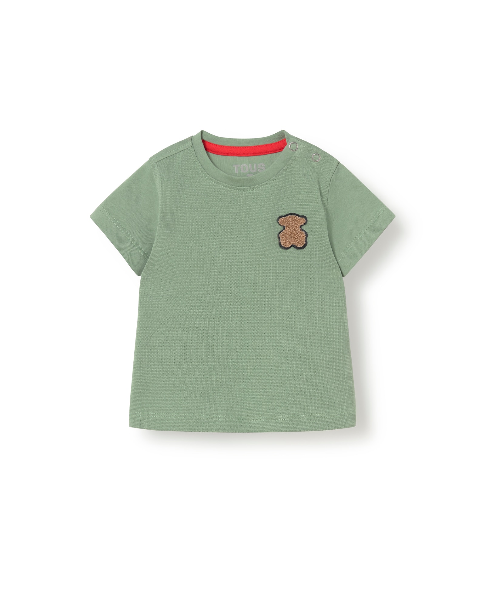 T-shirt Infantil em Suave Algodão Tingido com Urso Tous Verde Água-1