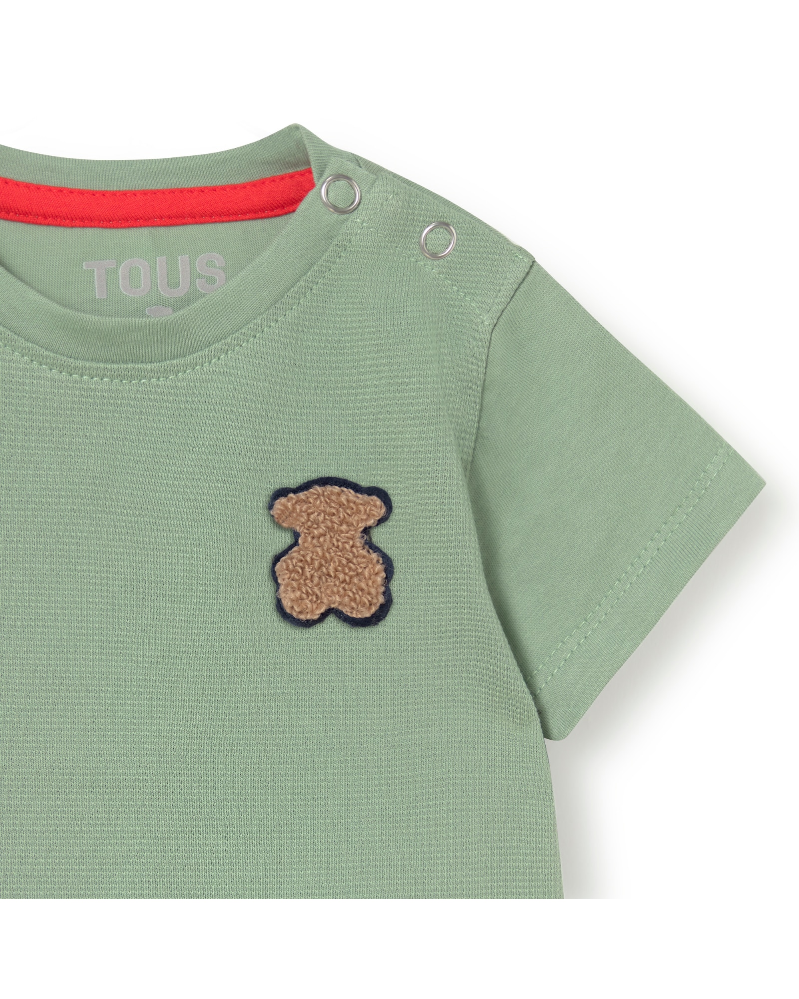 T-shirt Infantil em Suave Algodão Tingido com Urso Tous Verde Água-3