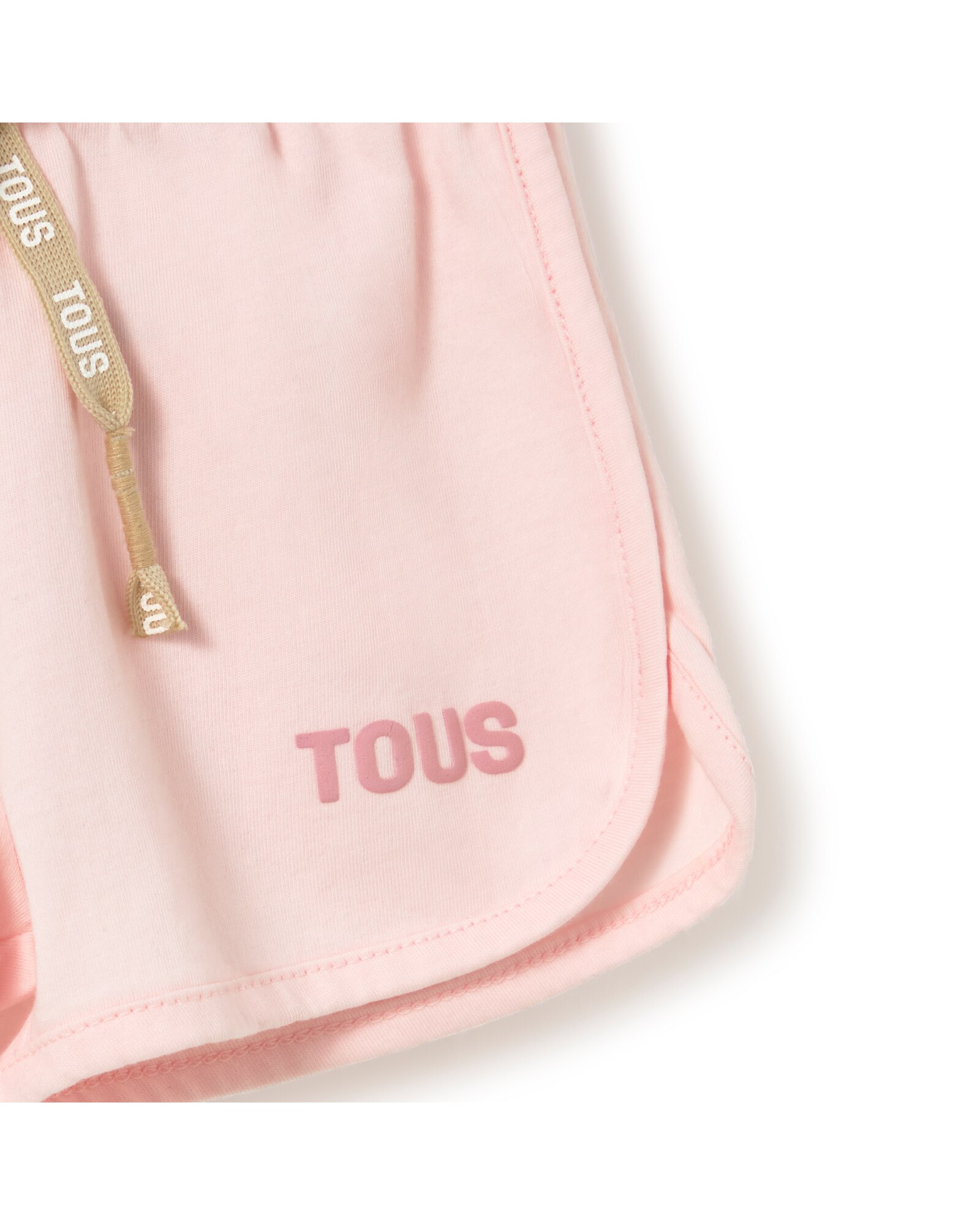 Short Infantil de Suave Algodão Liso com Logo Tous Rosa-claro-3
