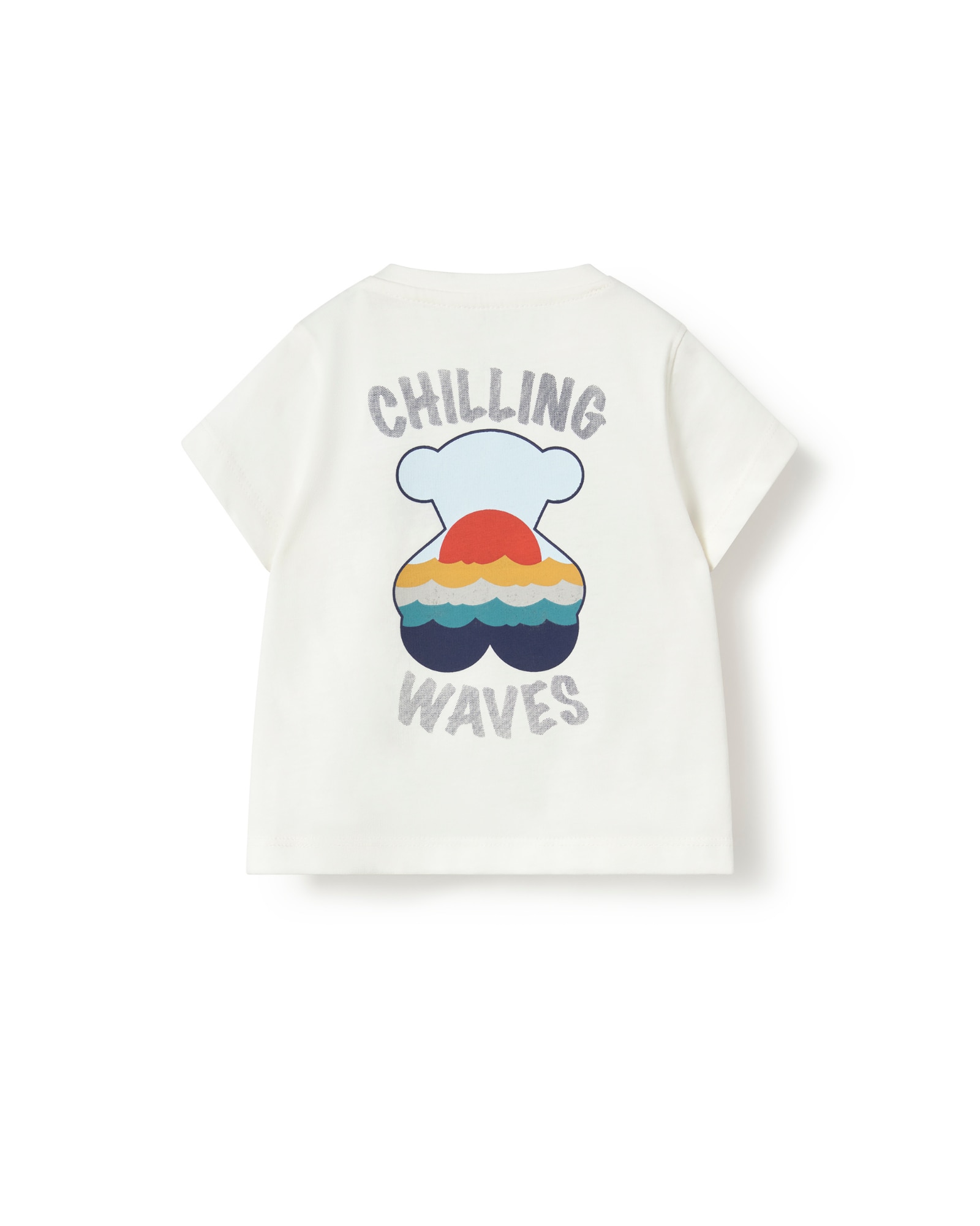 T-shirt em Algodão com Urso "chilling" Posterior Cru-2