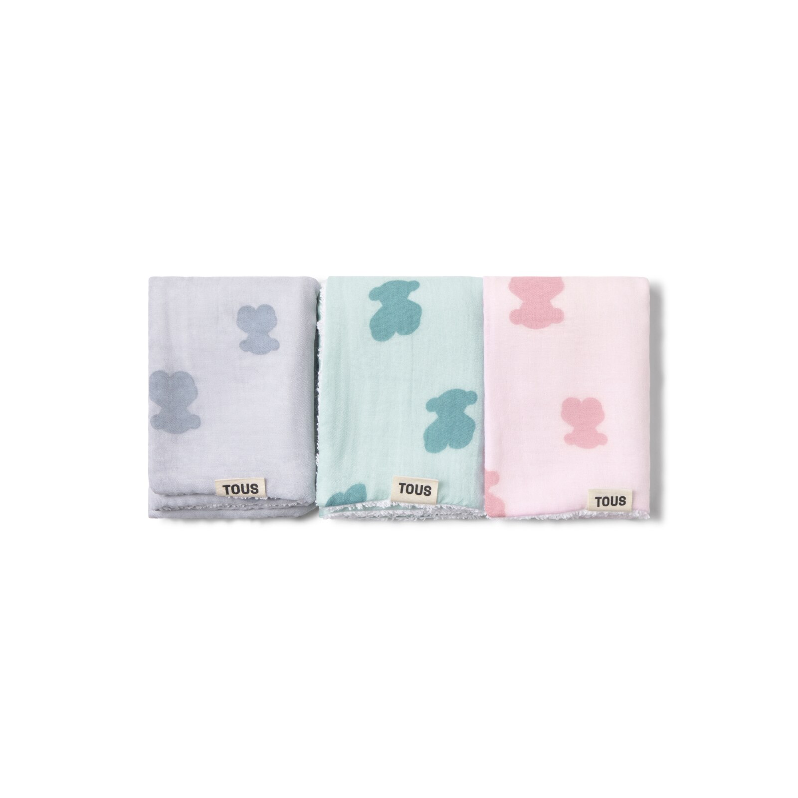 Pack de Mini Toalhas 30x30 Cm Tous Baby com Ursos Sobre Felpa Rosa-4