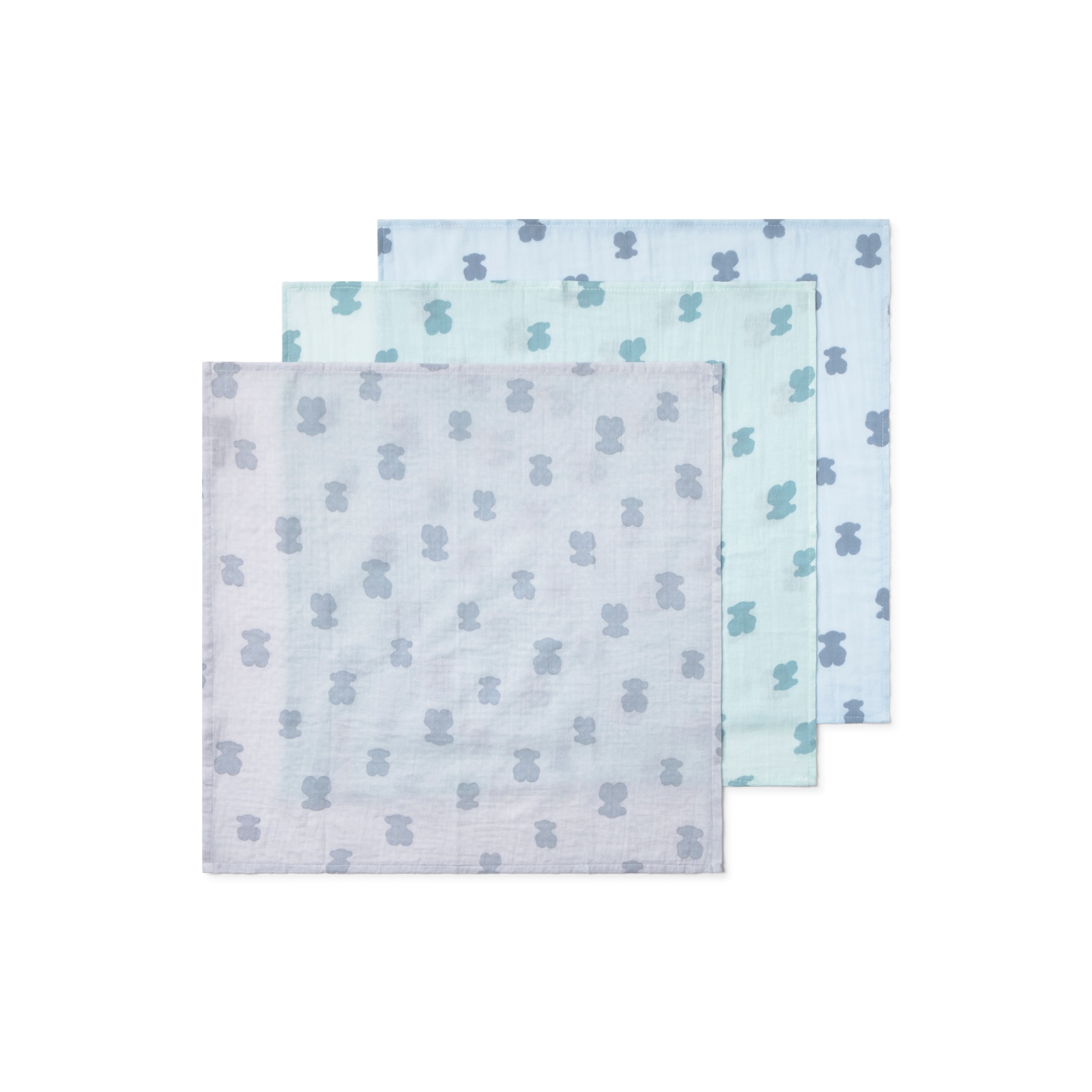 Pack de Mini Muselinas 55x55 Cm Tous Baby com Ursos Azul-claro-2