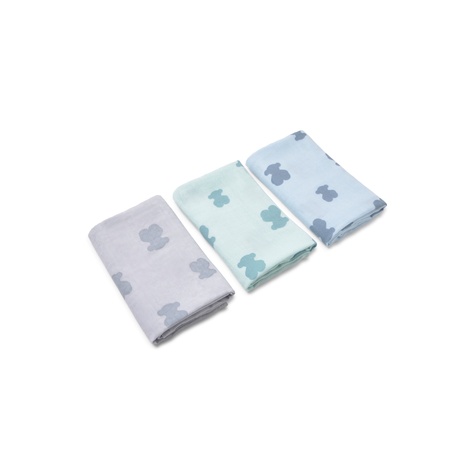 Pack de Mini Muselinas 55x55 Cm Tous Baby com Ursos Azul-claro-3