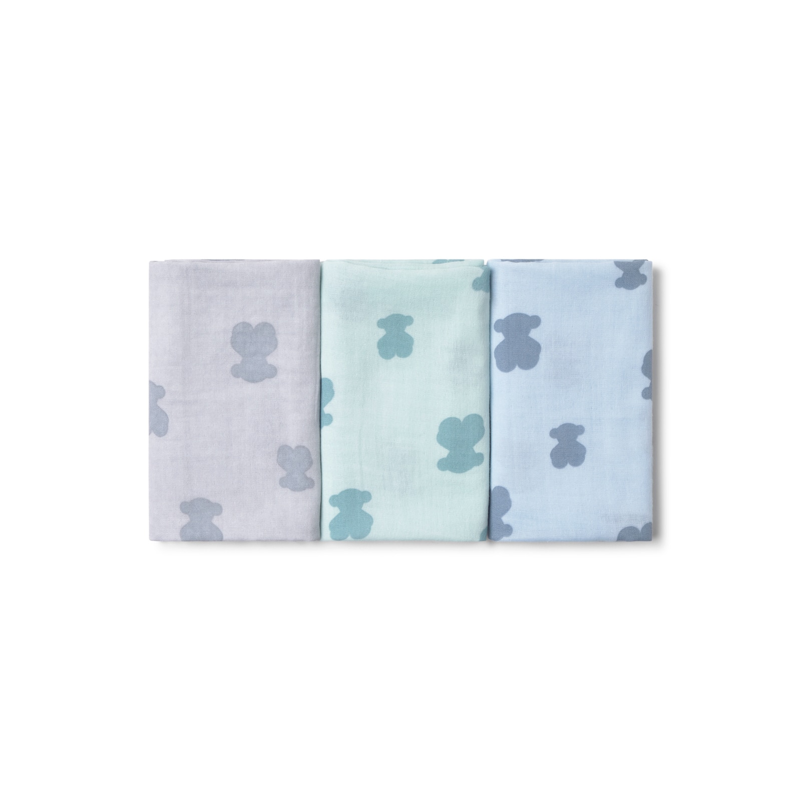 Pack de Mini Muselinas 55x55 Cm Tous Baby com Ursos Azul-claro-4