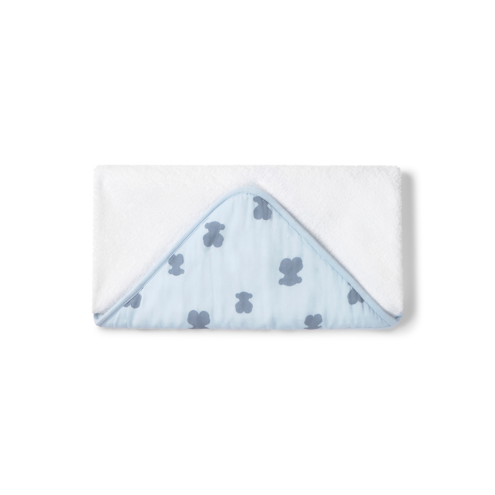 Capa de Banho 75x75cm Tous Baby de Algodão com Ursos Azul-claro-2