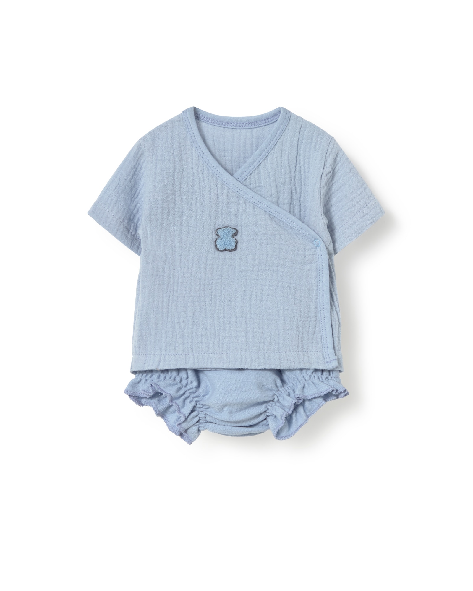 Imagem 0 de Conjunto para Bebé com T-shirt Cruzada de Muselina e Cobre-fraldas