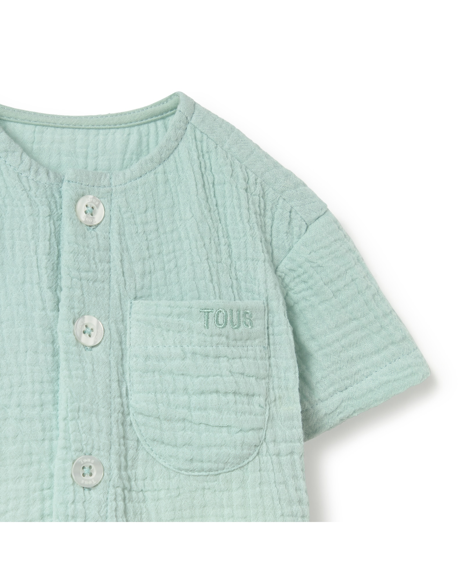 Conjunto para Bebé em Algodão de Muselina e Ninho de Abelha Tous Verde Água-4