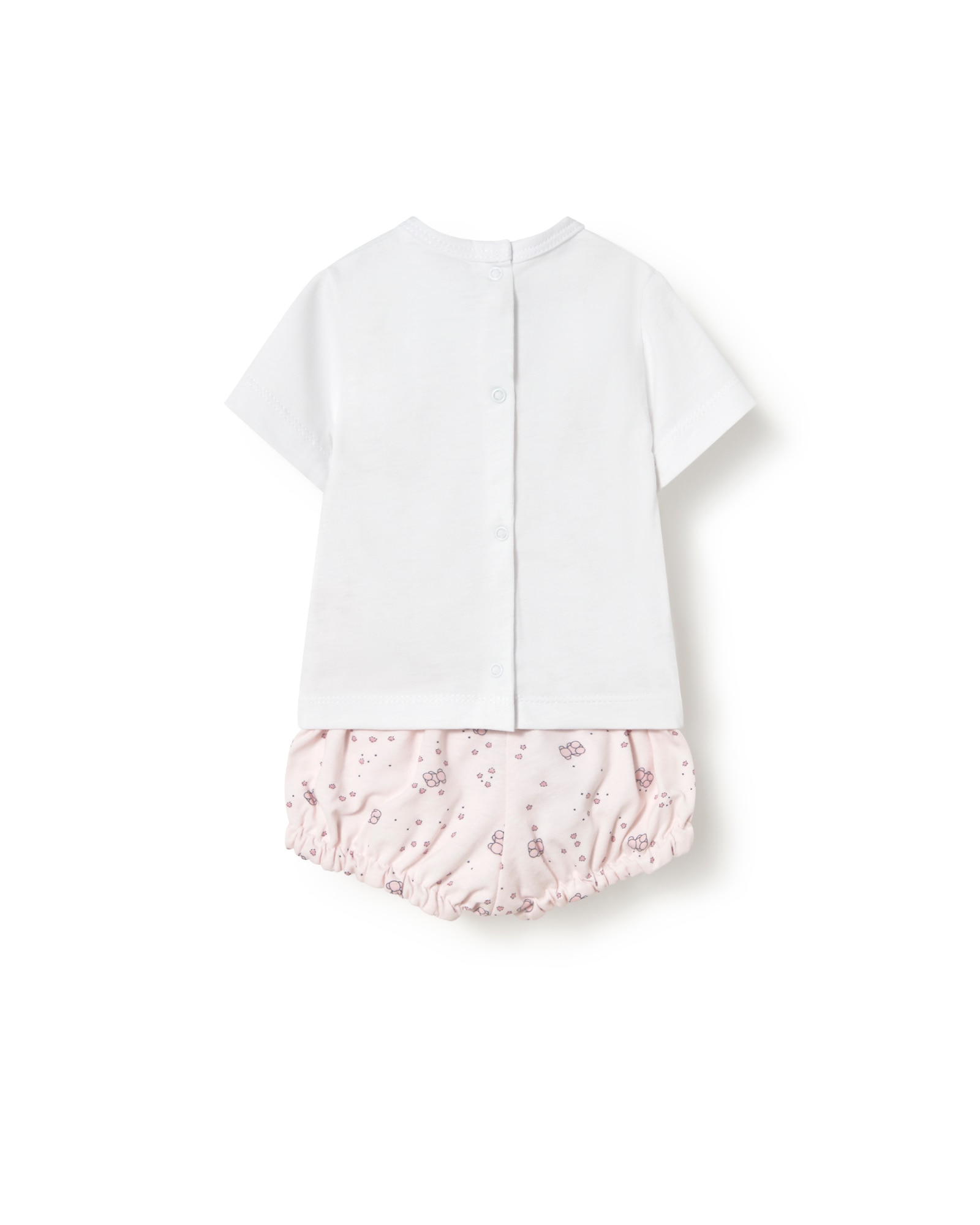 Conjunto para Bebé em Algodão de T-shirt e Pololo com Ursos Bold Bear e Estrelas Rosa / Branco-2