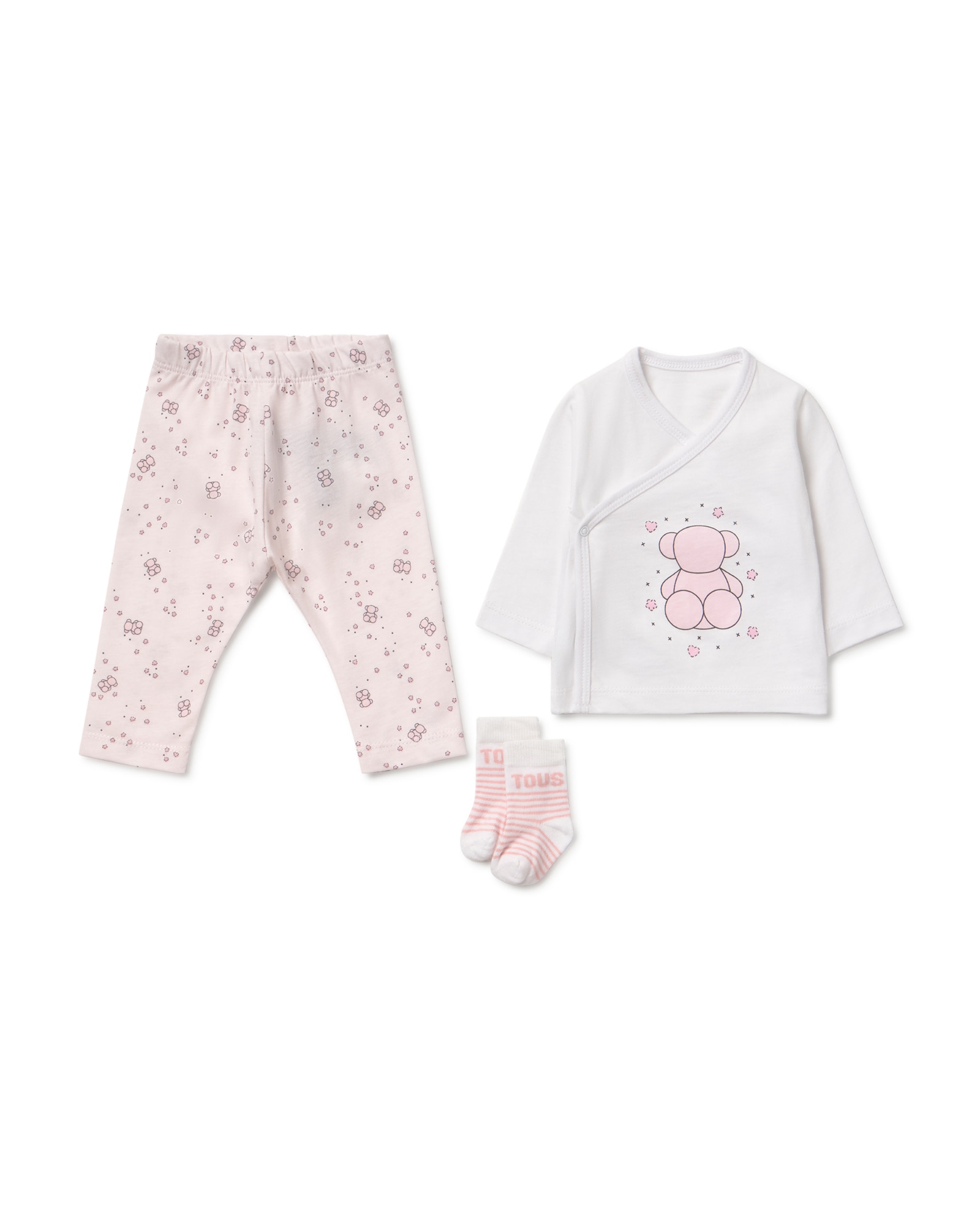 Imagem 0 de Conjunto para Bebé Primeira Roupa de Algodão com T-shirt Cruzada, Polaina e Meias