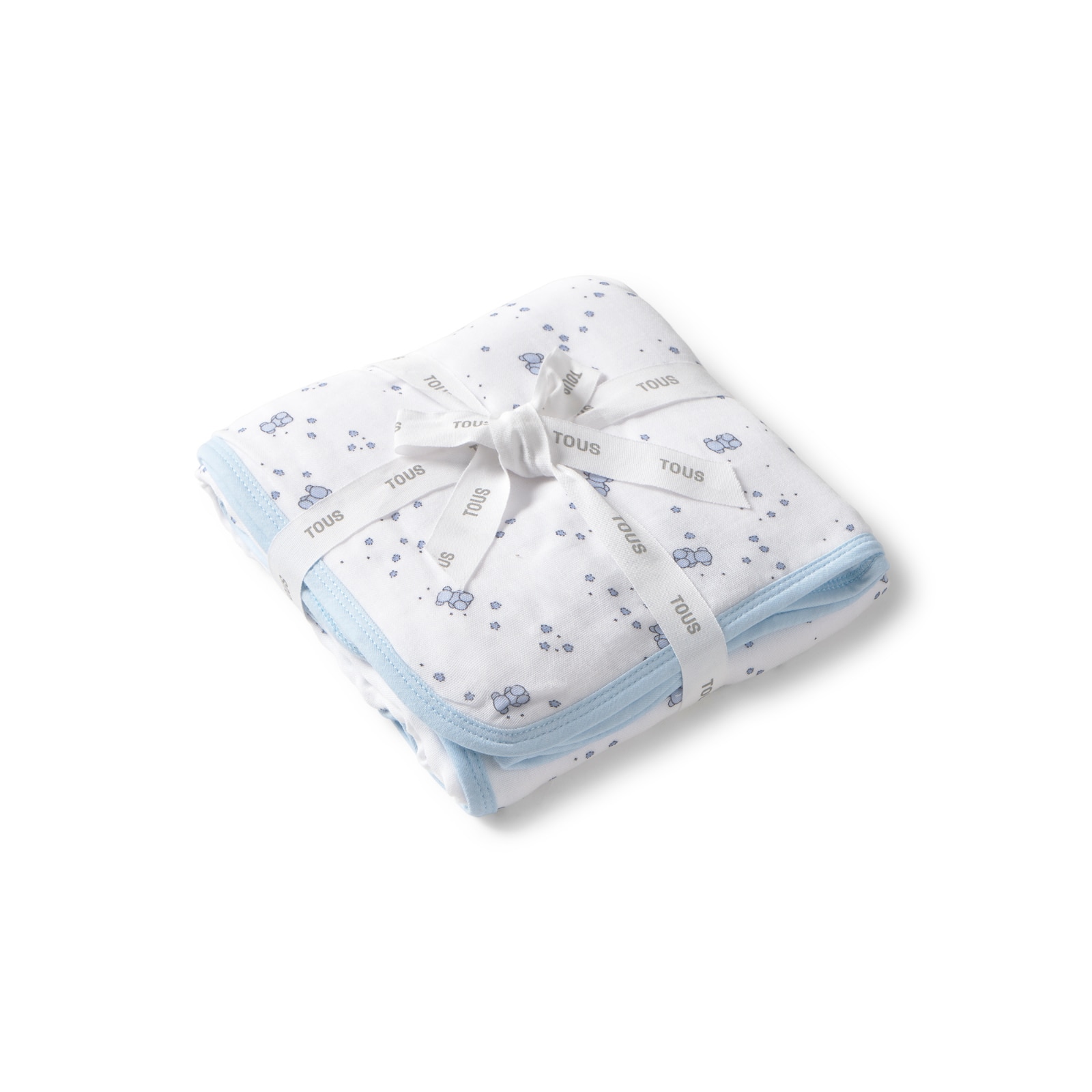 Manta de Algodão 75x75 Cm Tous Baby Estampada com Ursos Bold Bear e Estrelas Azul-claro-2