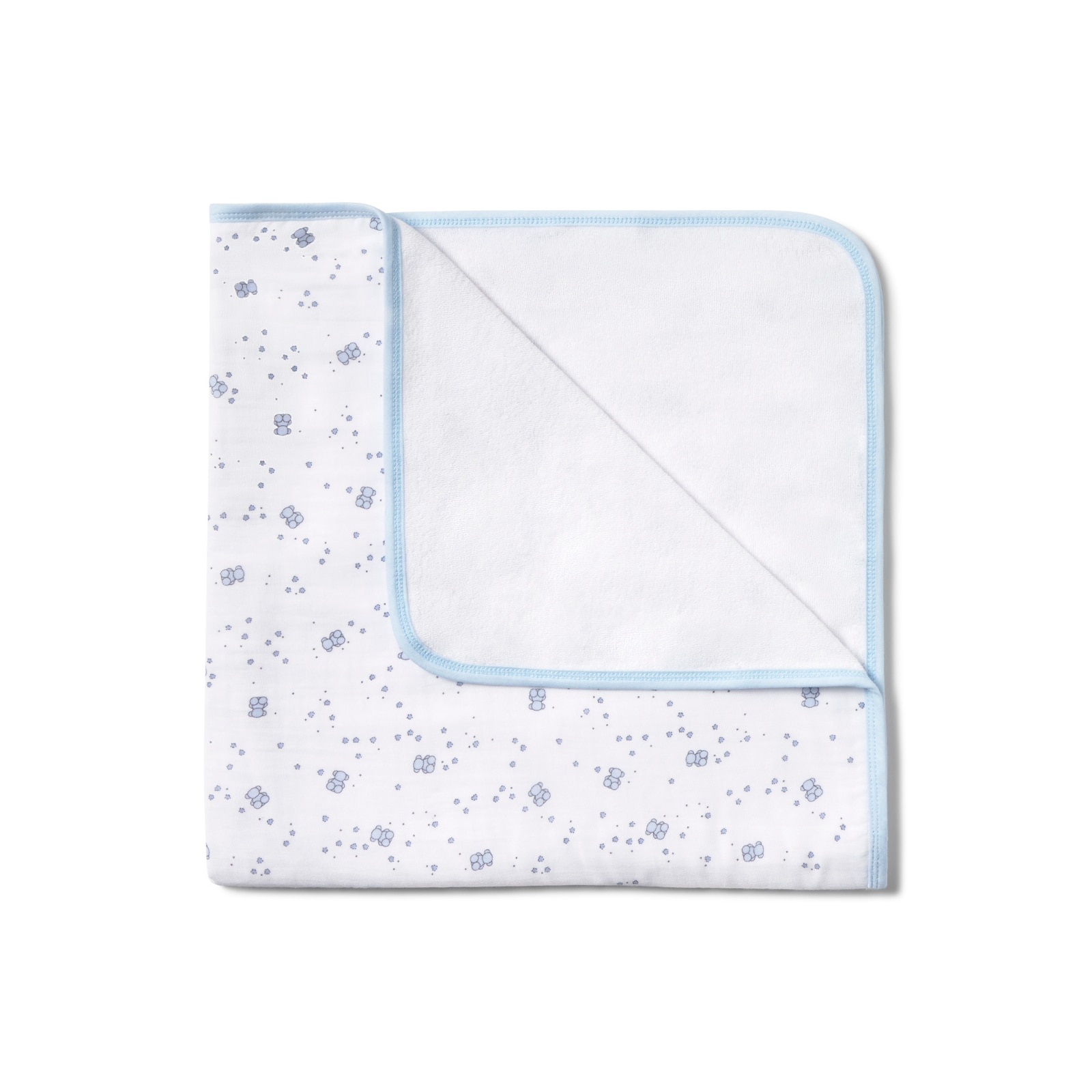Manta de Algodão 75x75 Cm Tous Baby Estampada com Ursos Bold Bear e Estrelas Azul-claro-3