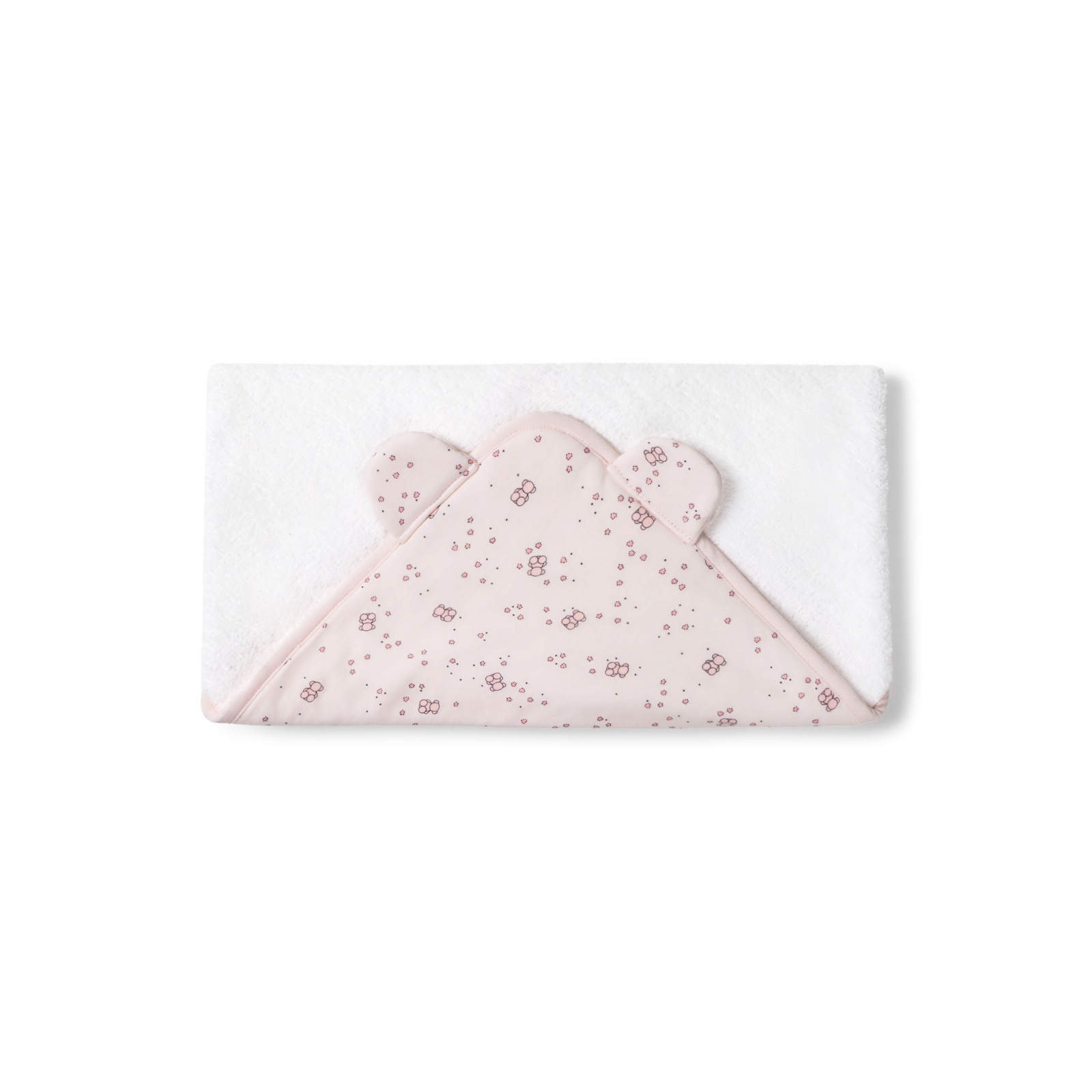 Capa de Banho com Orelhas 75x75cm Tous Baby de Algodão com Ursos Bols Bear e Estrelas Rosa-2