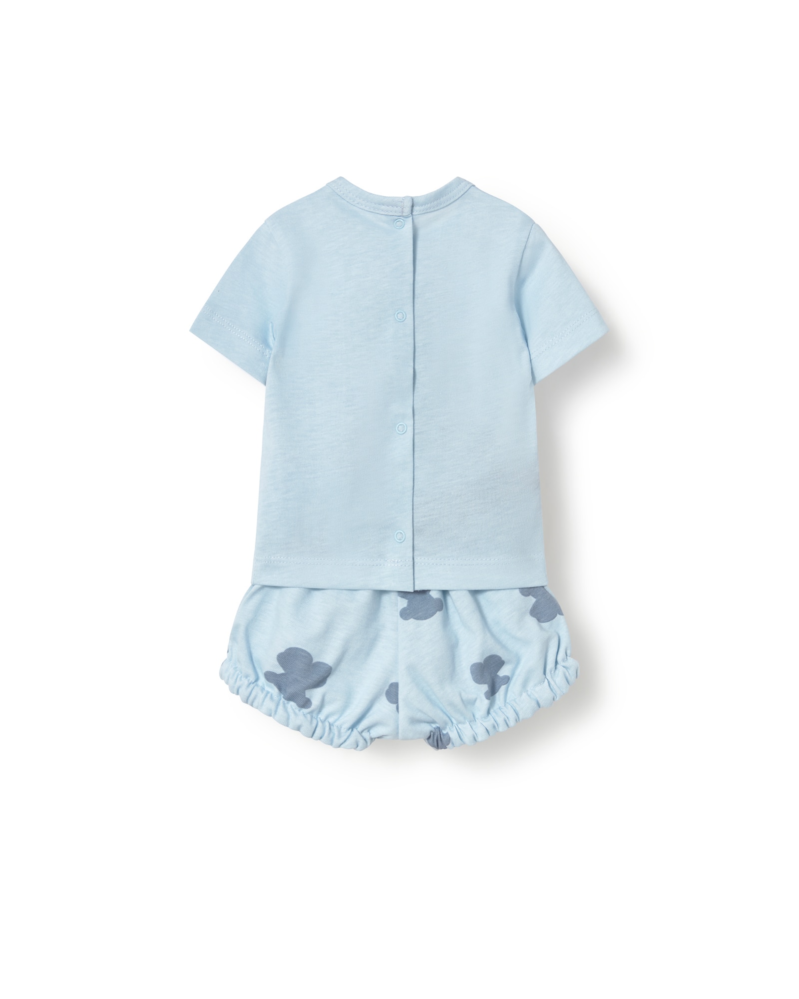 Conjunto para Bebé em Algodão com Ursos de T-shirt e Calções Curto Azul-claro-2