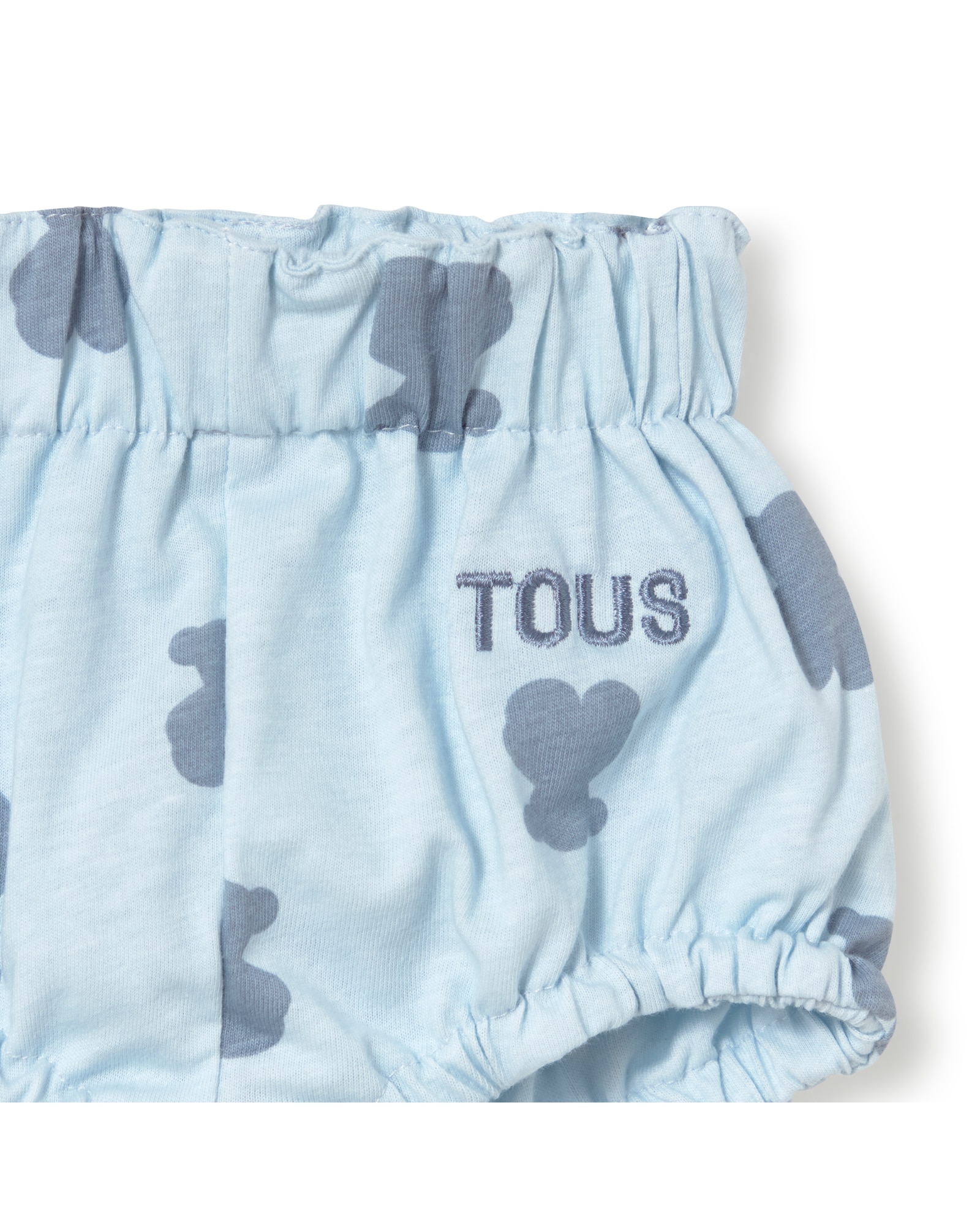 Conjunto para Bebé em Algodão com Ursos de T-shirt e Calções Curto Azul-claro-4