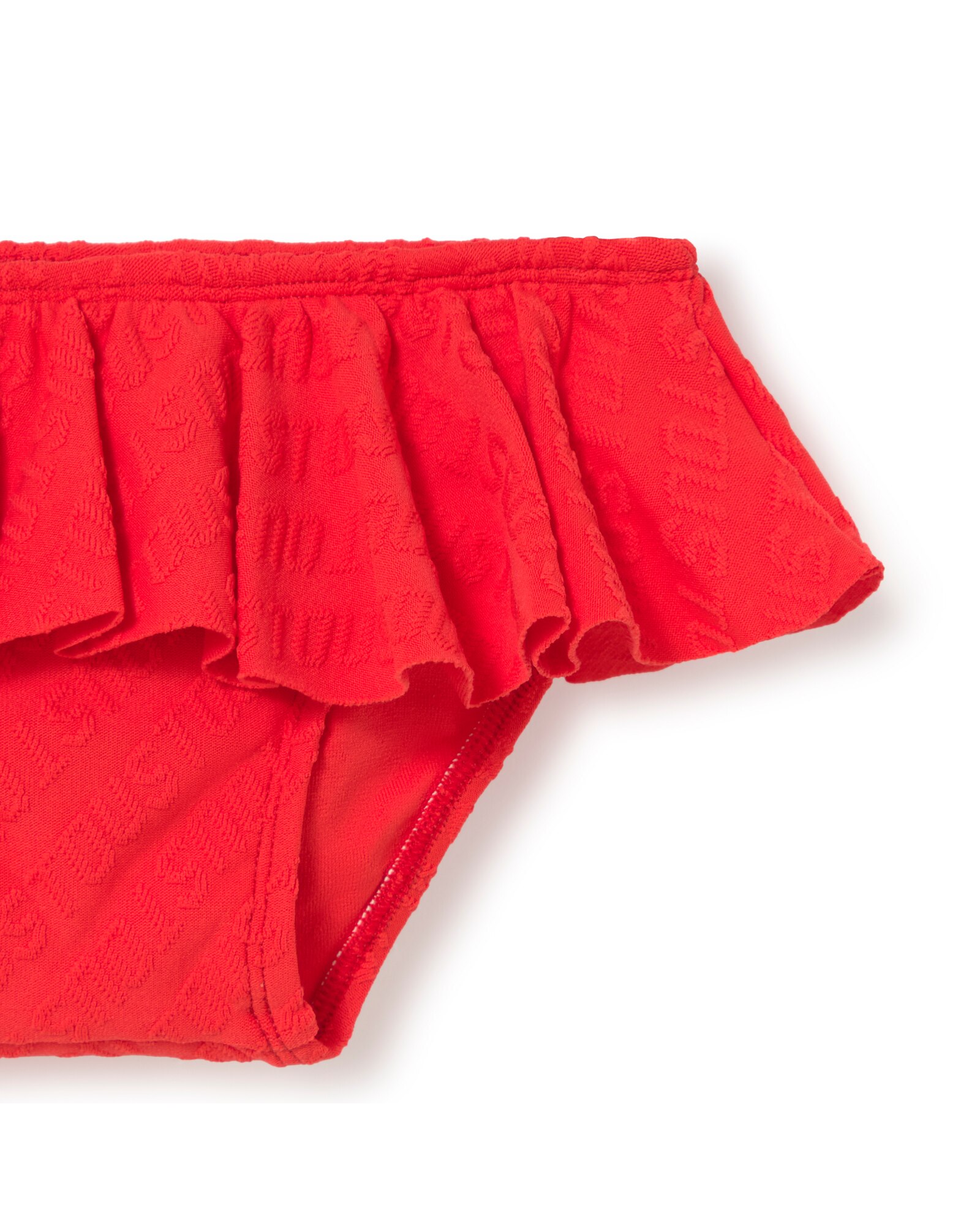 Fato de Banho Infantil com Folho Grande em Jacquard com Logo Tous Vermelho-3