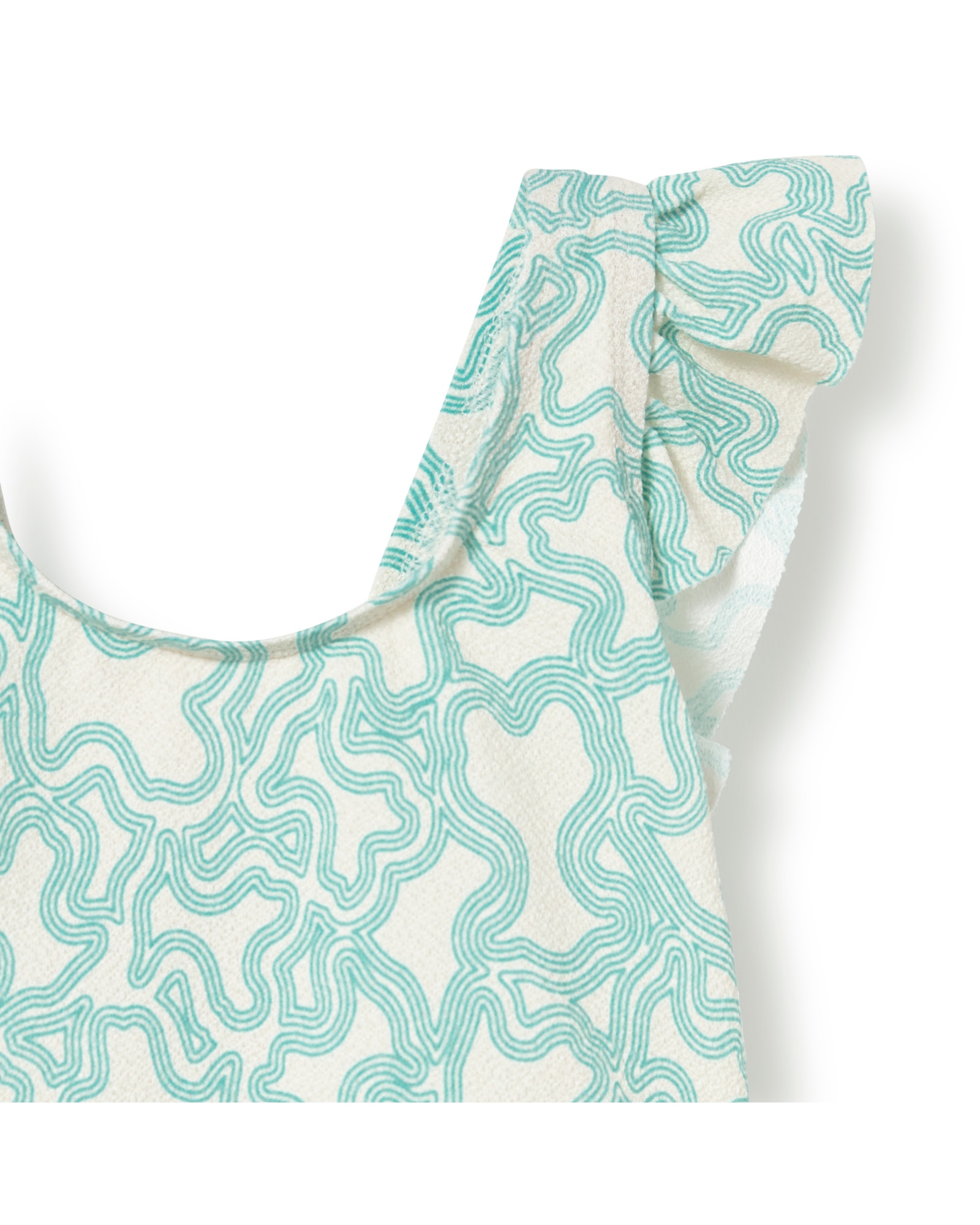 Fato de Banho para Bebé com Folhos Estampado Kaos Verde Água-3