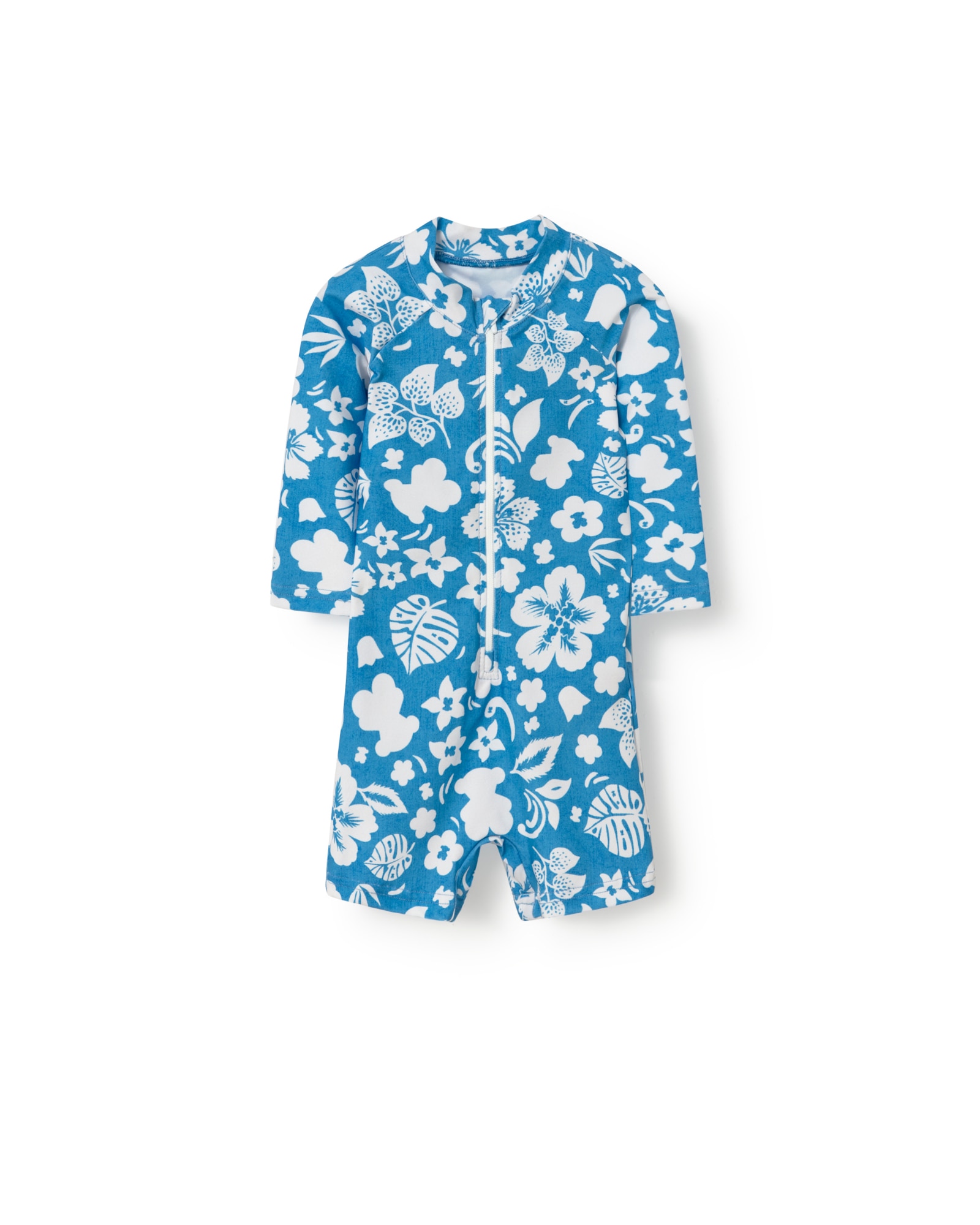 Fato de Banho de Uma Peça para Bebé Estampado com Flores e Ursos Tous Azul/Branco-1