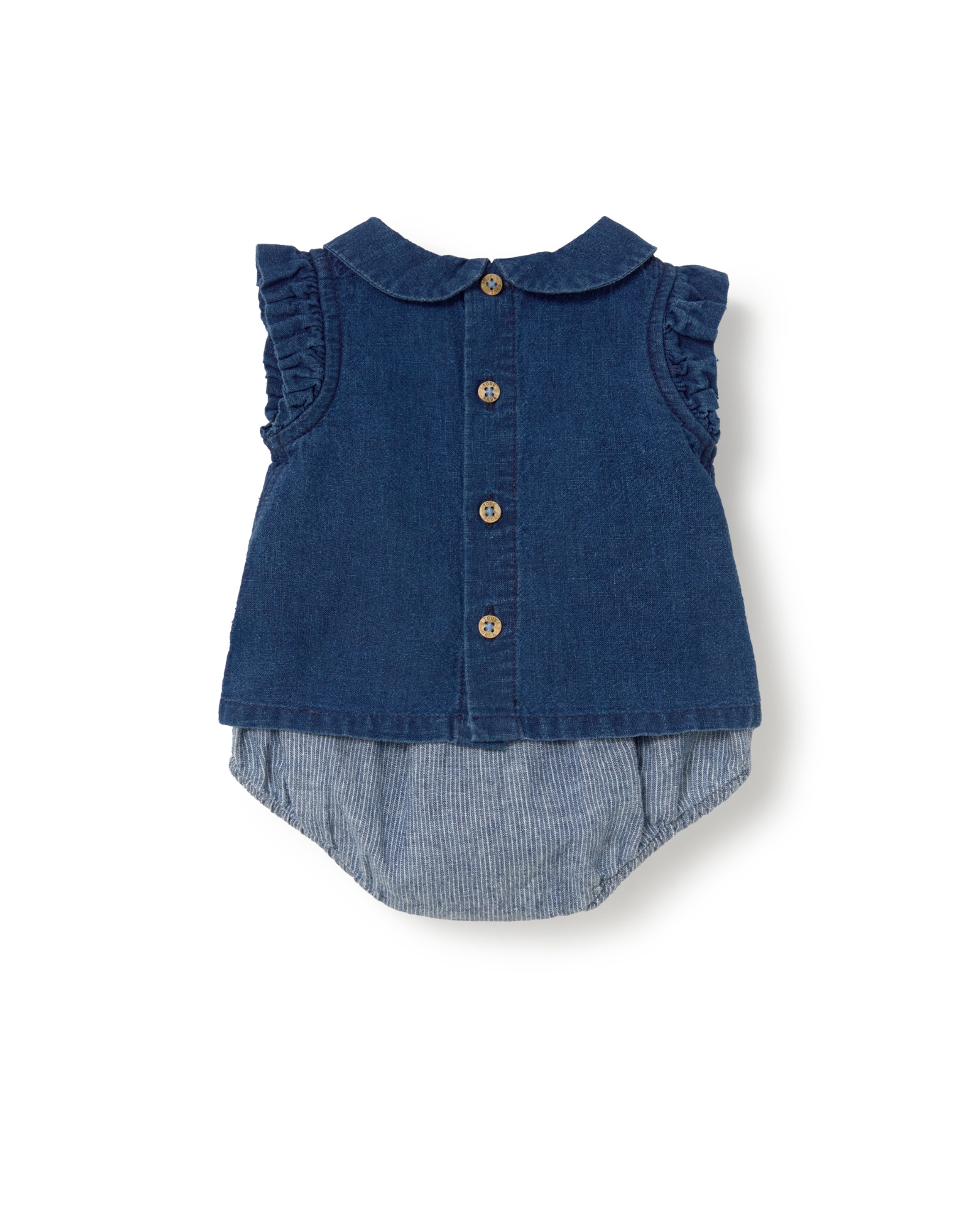Conjunto para Bebé em Tecido Liso e Às Riscas Tous Azul denim-2