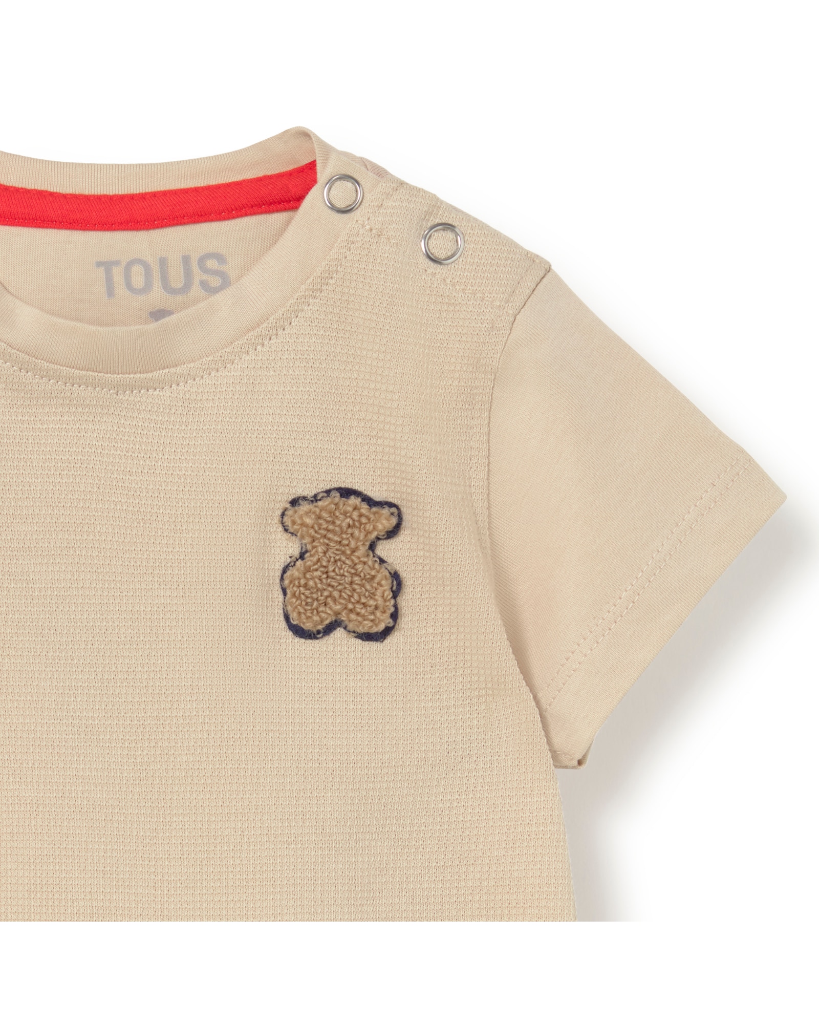 T-shirt Infantil em Suave Algodão Tingido com Urso Tous Bege-3