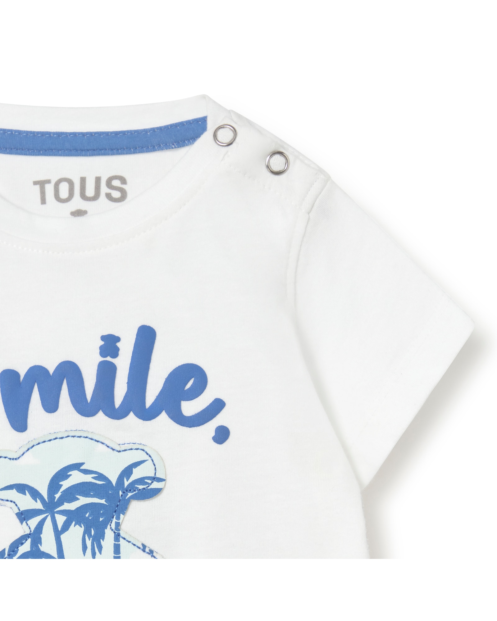 T-shirt de Algodão com "smile Summer Tous" Frontal Branco-3
