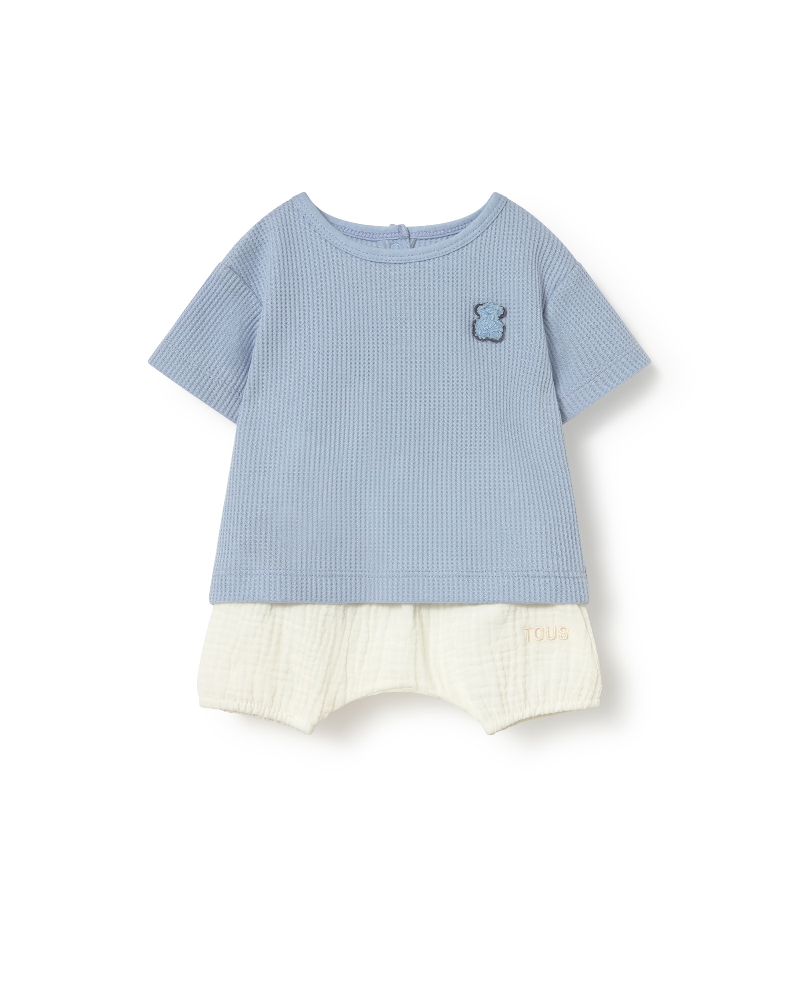 Imagem 0 de Conjunto para Bebé em Algodão com T-shirt e Calções de Muselina