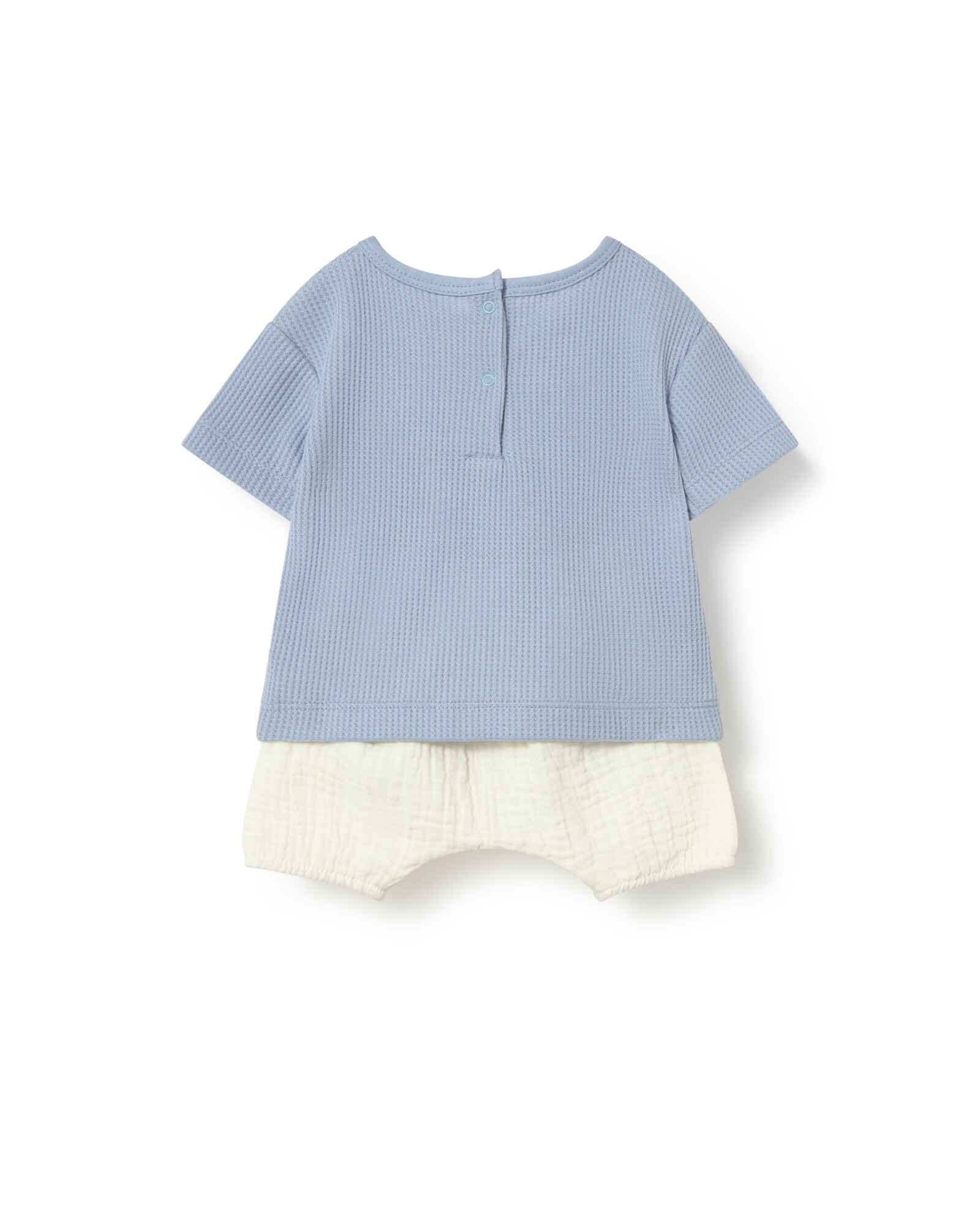 Conjunto para Bebé em Algodão com T-shirt e Calções de Muselina Tous Azul / Branco-2