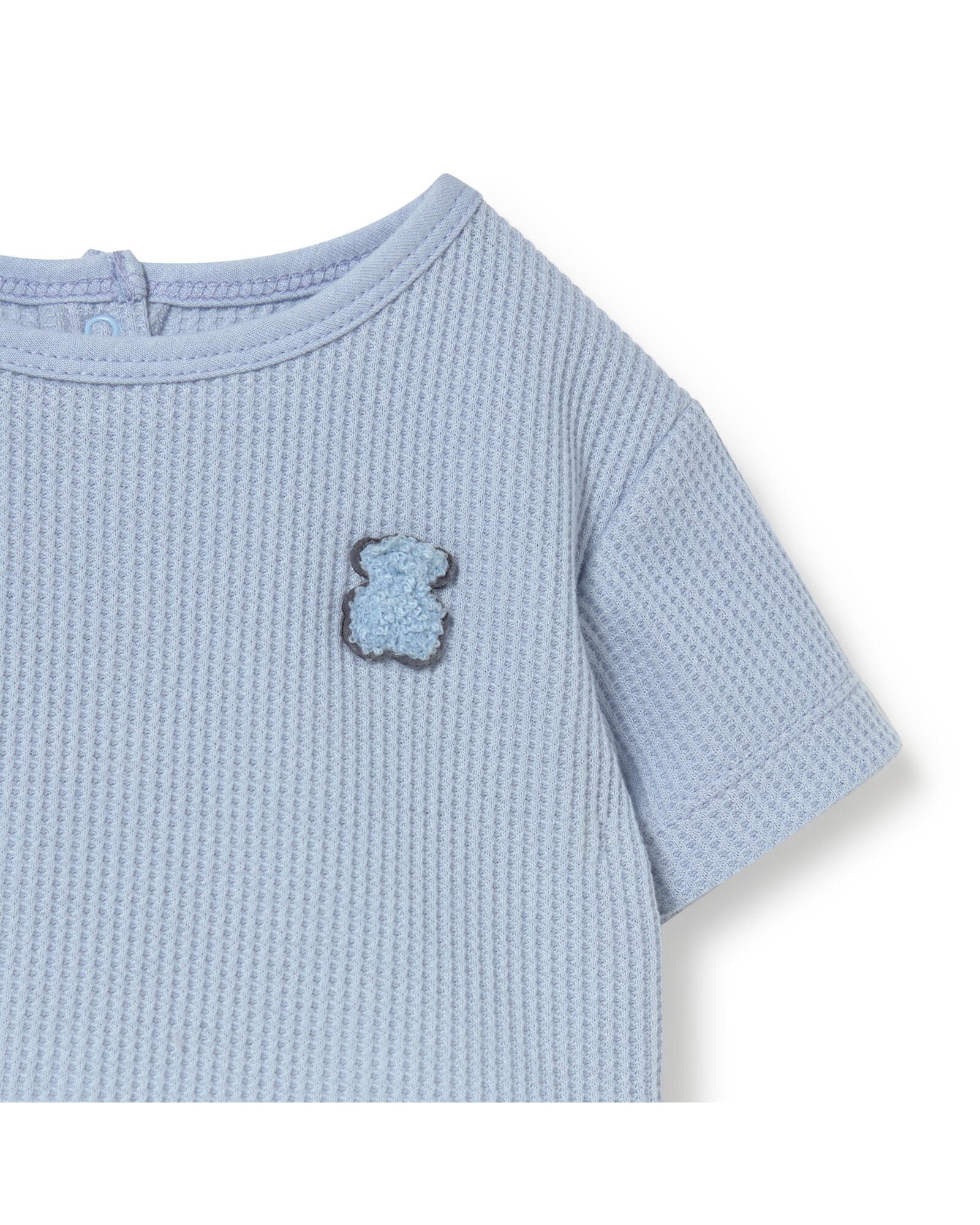 Conjunto para Bebé em Algodão com T-shirt e Calções de Muselina Tous Azul / Branco-4