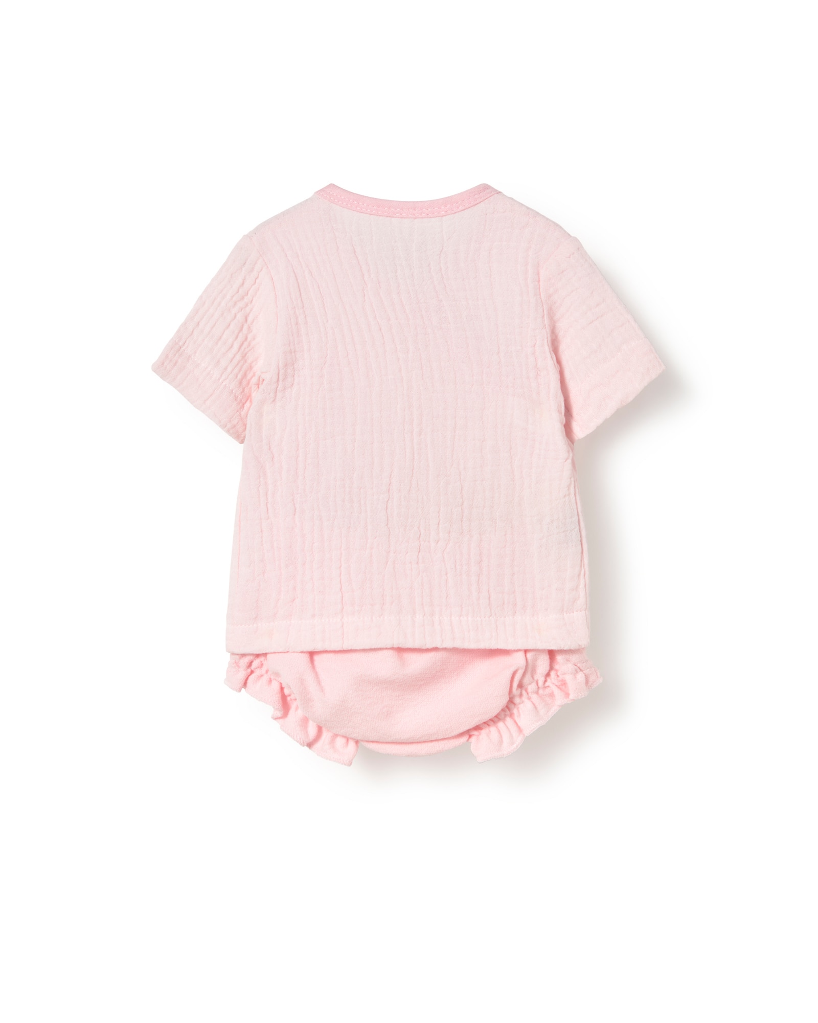 Conjunto para Bebé com T-shirt Cruzada de Muselina e Cobre Fraldas Tous Rosa-claro-2