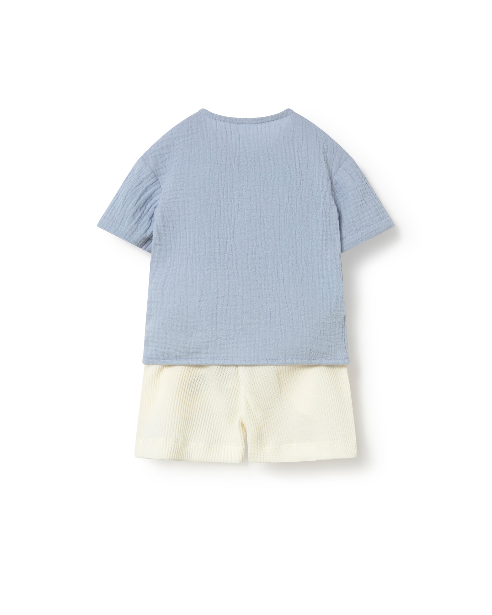 Conjunto para Bebé em Algodão de Muselina e Ninho de Abelha Azul / Branco-2
