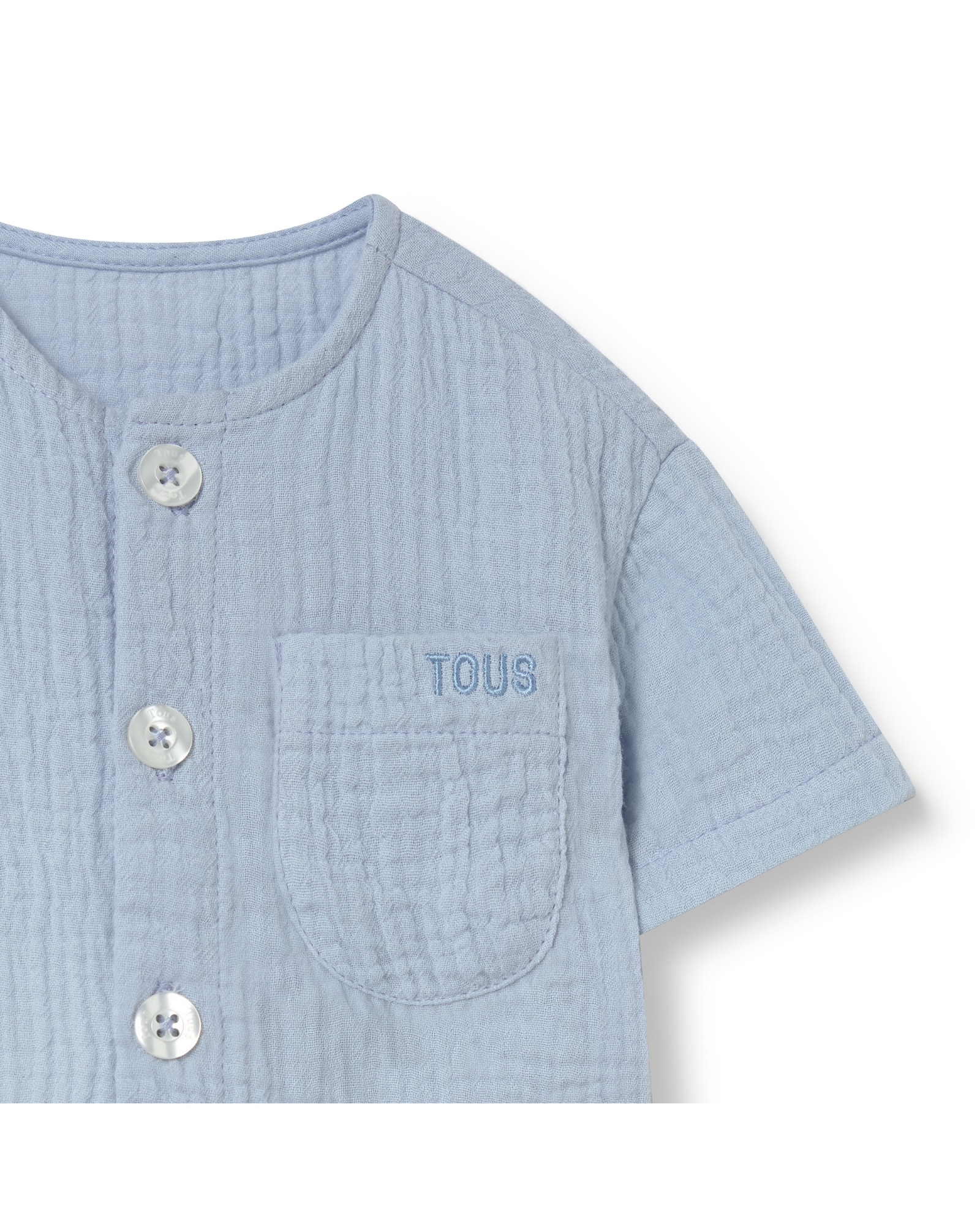 Conjunto para Bebé em Algodão de Muselina e Ninho de Abelha Azul / Branco-4