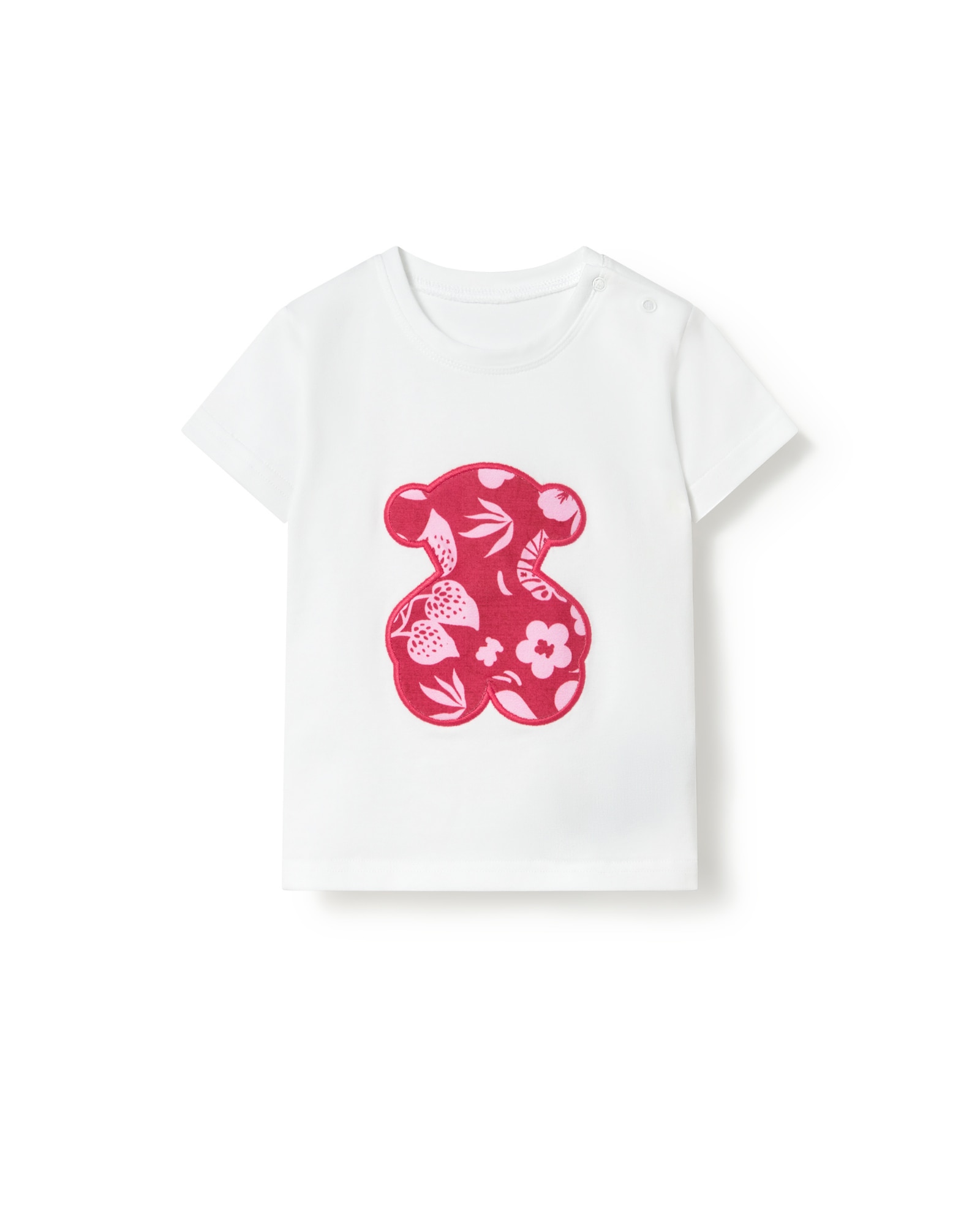 Imagem 0 de T-shirt de Praia Infantil com Urso Frontal Estampado de Flores e Ursos