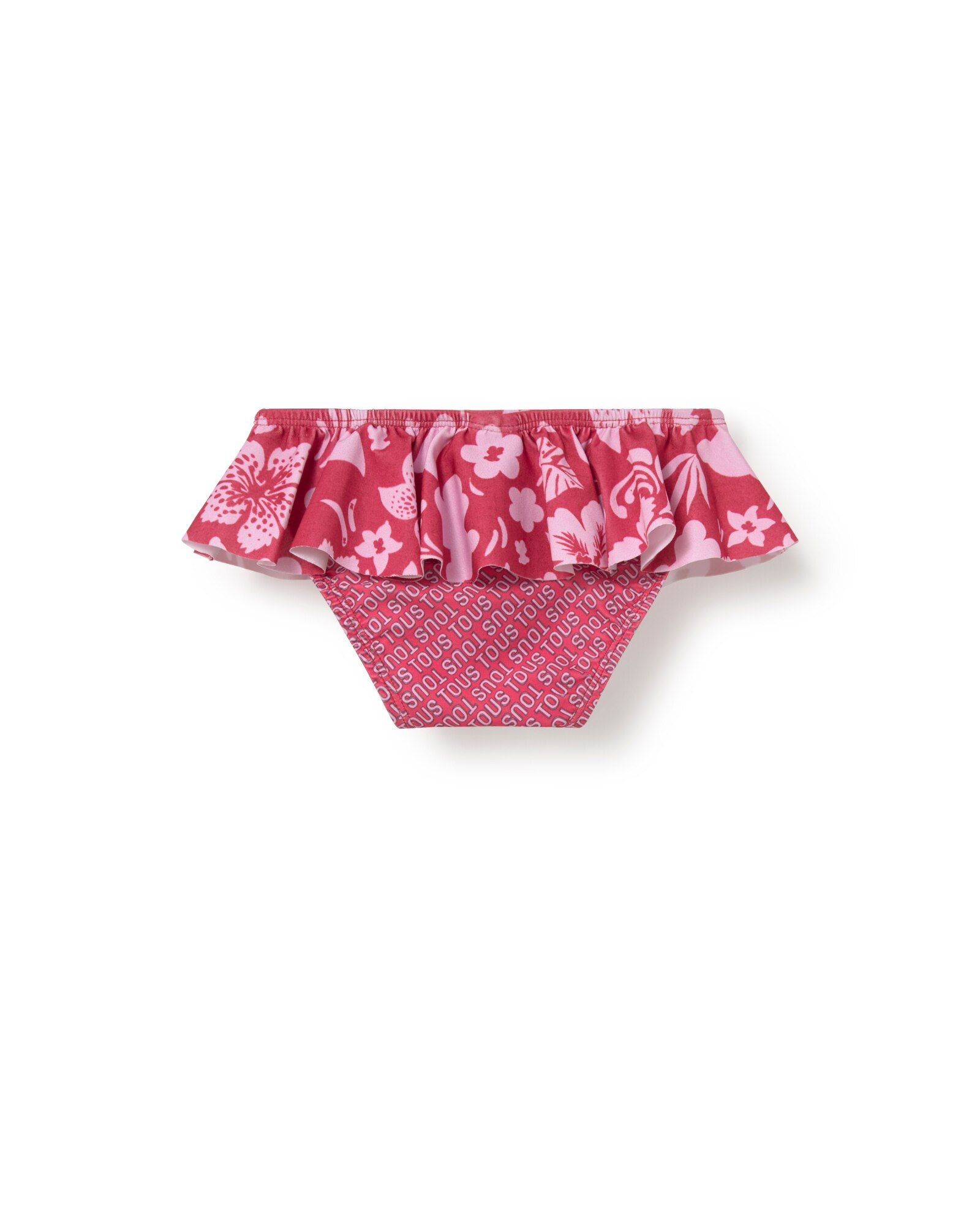 Gola Infantil com Folho Grande Estampado com Flores e Ursos Grená-2