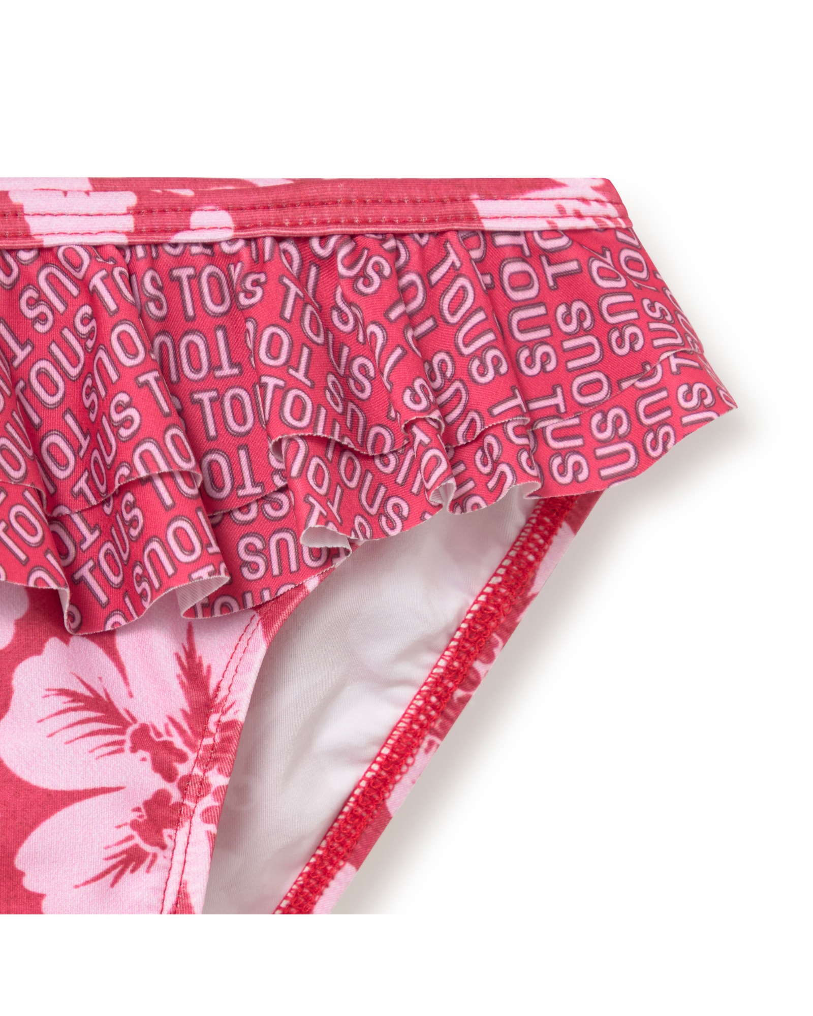 Biquíni Infantil Estilo Top Estampado com Flores e Ursos Tous Grená-3