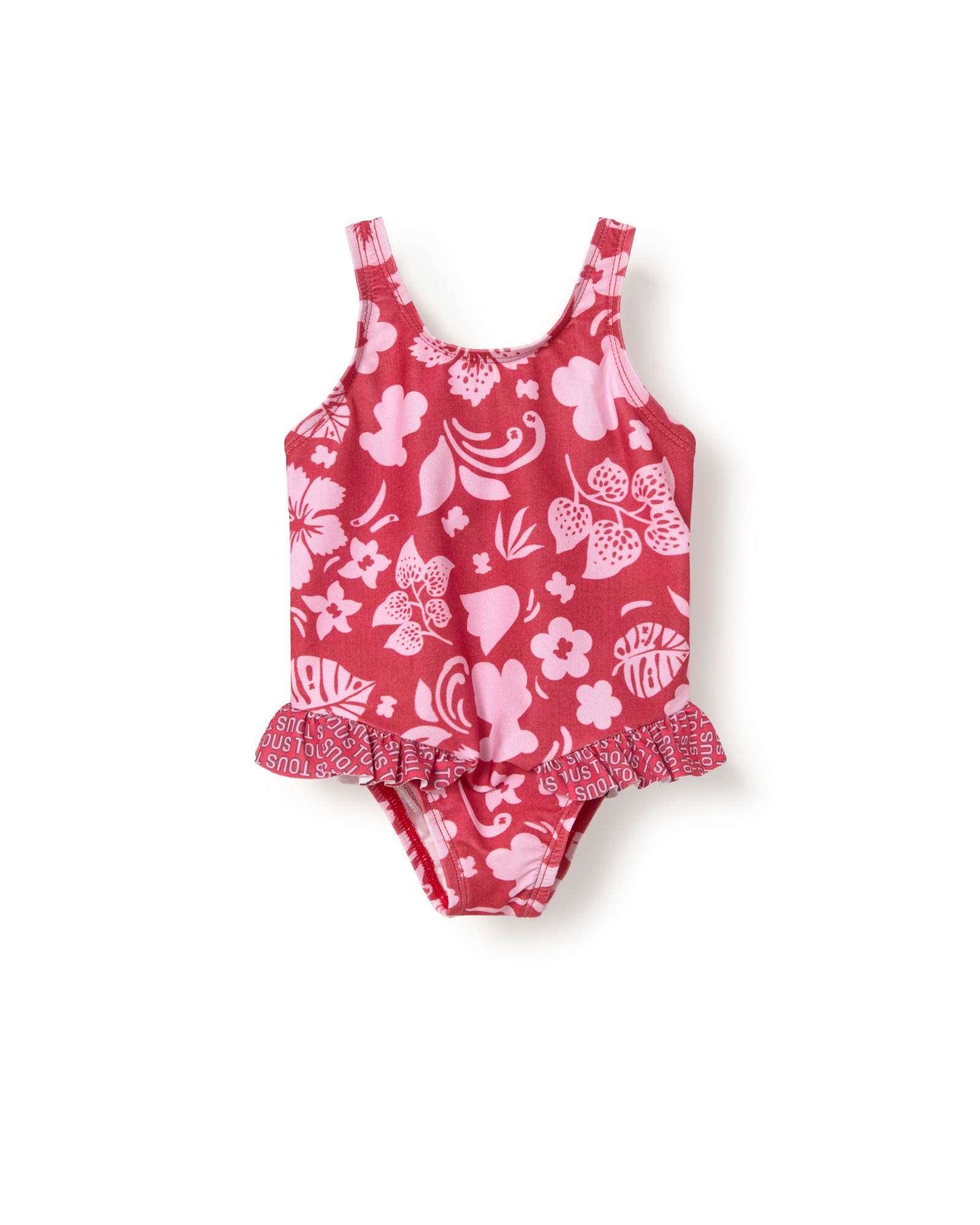 Imagem 0 de Fato de Banho Infantil com Folhos Estampado de Flores e Ursos